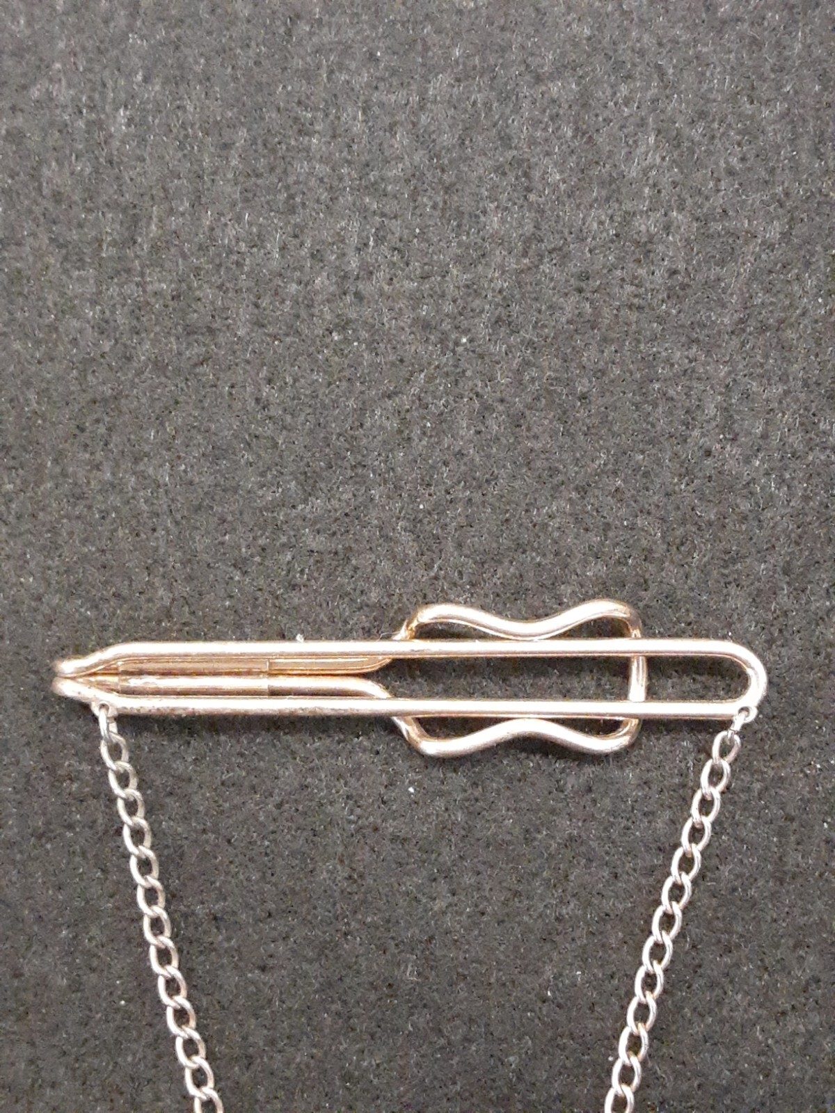 Vintage Hadley Tie Bar Goldtone Chain w/Chevron Art Deco Pendant