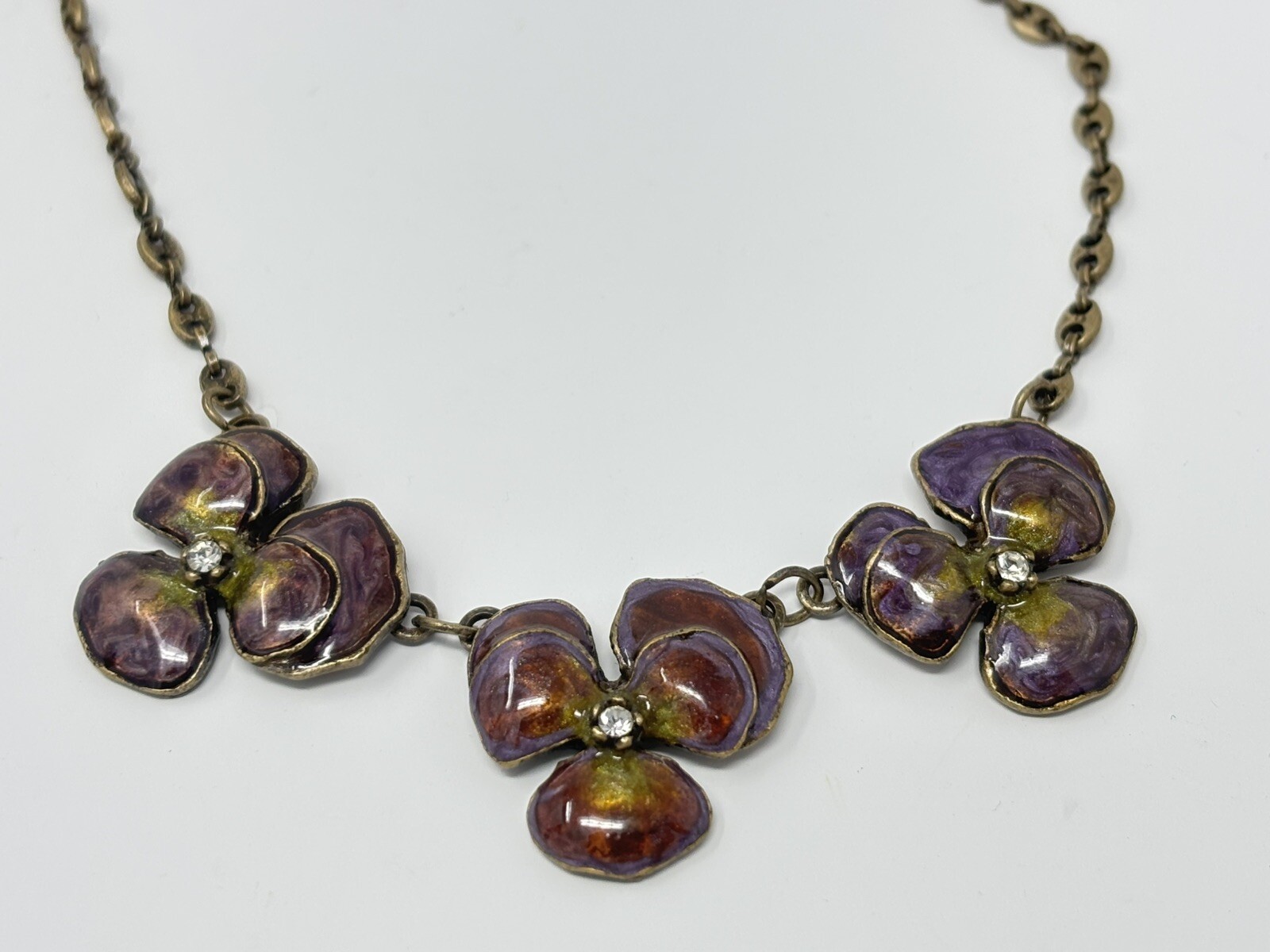 Sweet Romance Pansy Flower Necklace Choker Victorian Revival Vintage Style