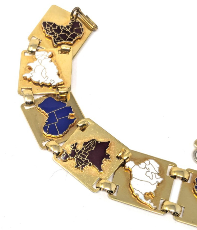 Vintage 60s United Nations Geoscheme Continental Regions Bracelet Bates & Klinke