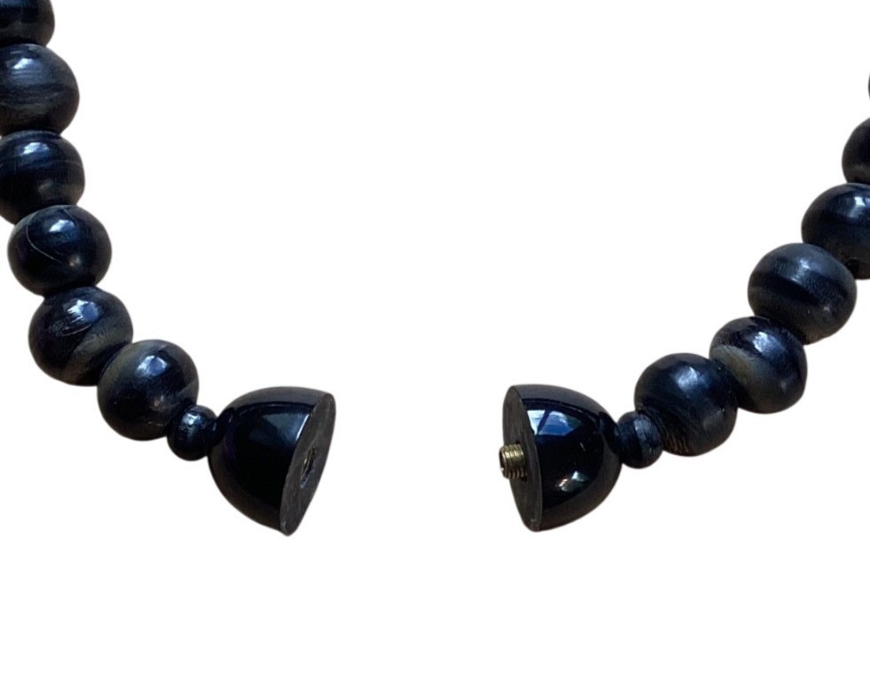 Vintage Chunky Wood and Lucite Collar Necklace in Black 1970s or Older