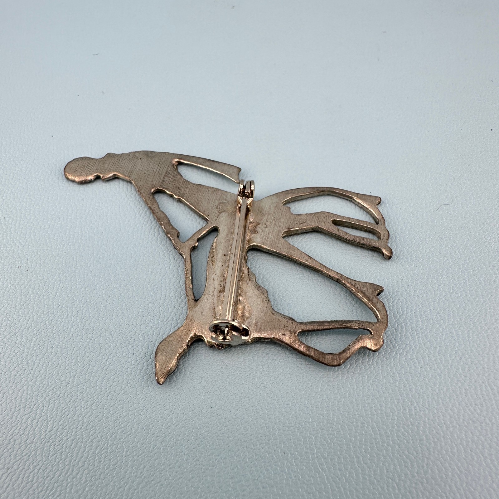 Vintage Brooch Vogue Magazine Art Deco Flapper Lady Walking Dog Silver Tone