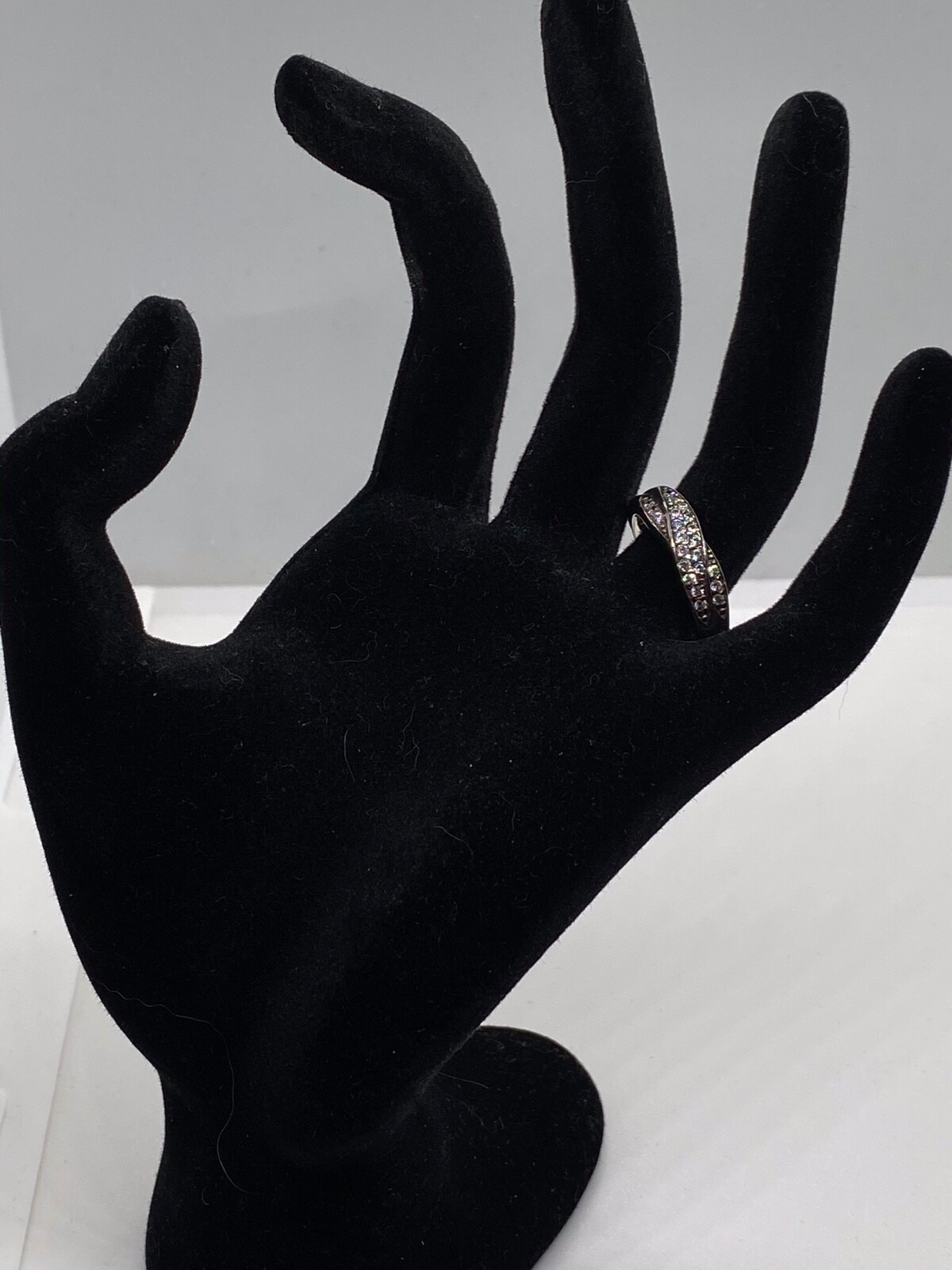 Beautiful Sterling Silver & CZ Anniversary Band, Right Hand Ring Size 8.75