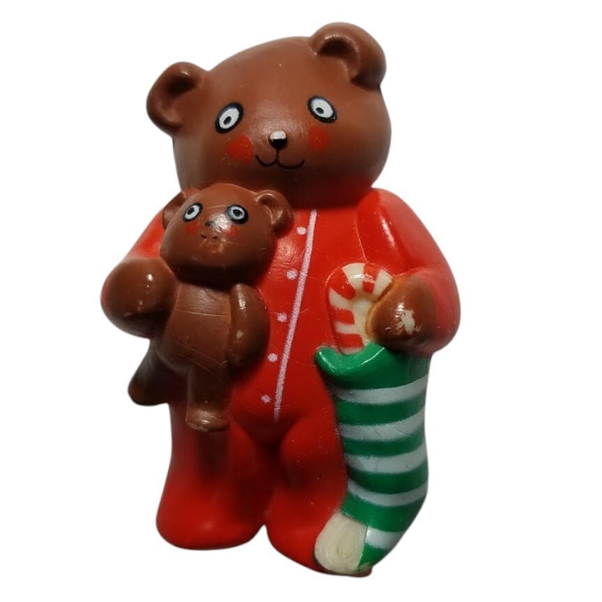 Christmas Pin Brooch 1979 Bear In PJ’s Stocking 7003 S. Lehman Fun World Vintage
