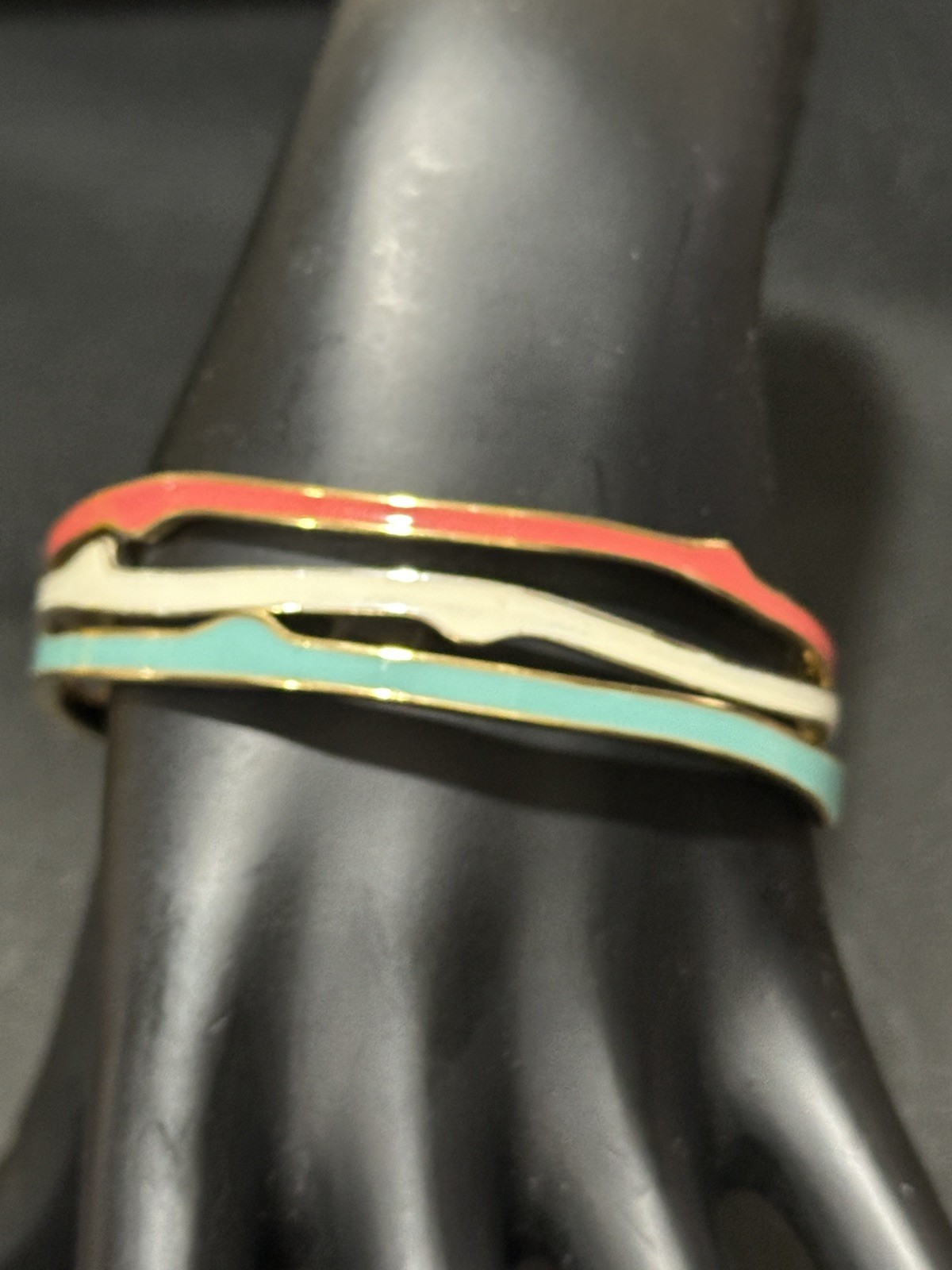 Stella & Dot Enamel BangleSet of 3 Bracelet Gold Tone Blue White Pink
