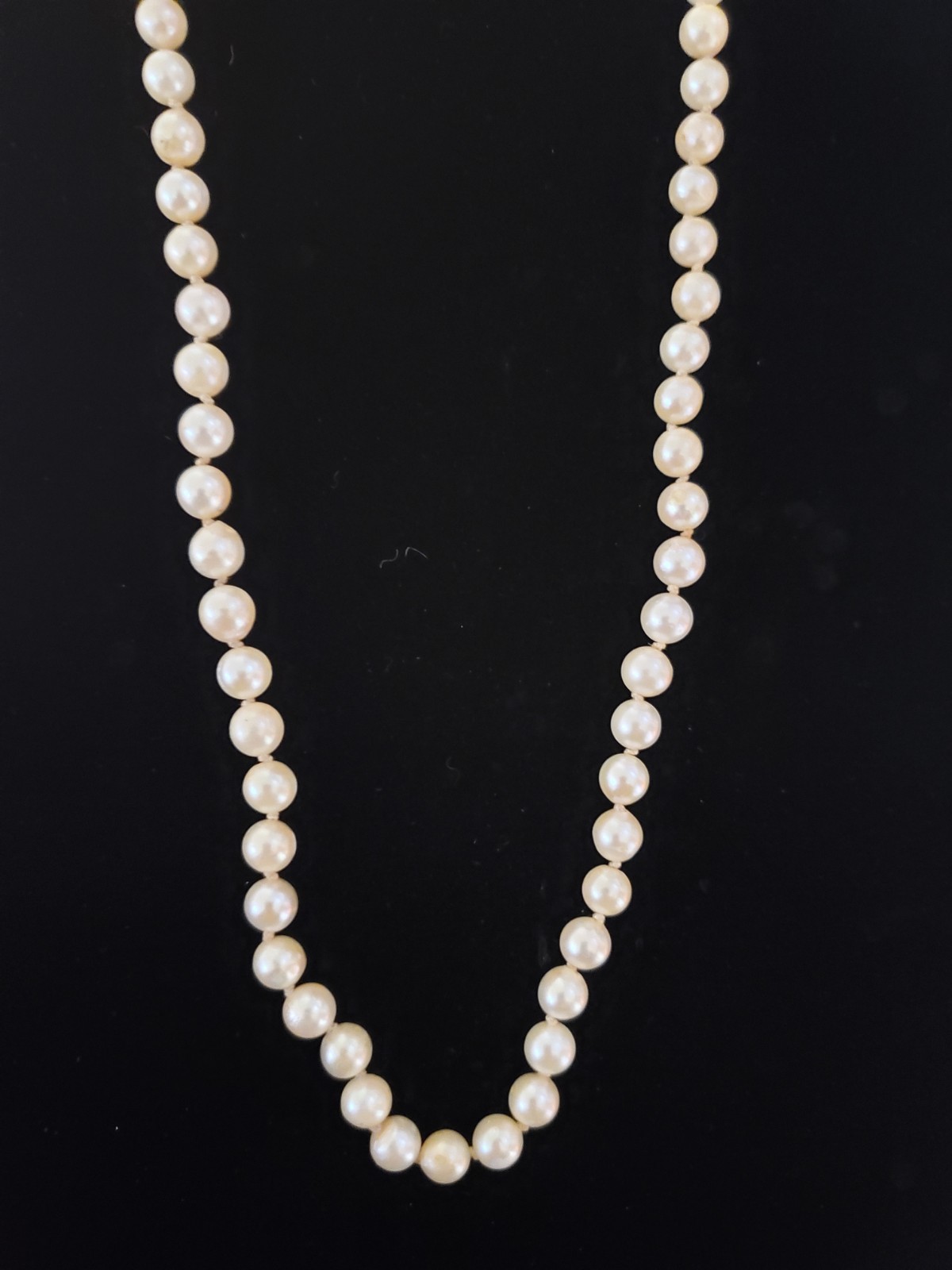 Vintage Single Strand Pearl Hand Knot Necklace Ornate Gold Turquoise Clasp Gift