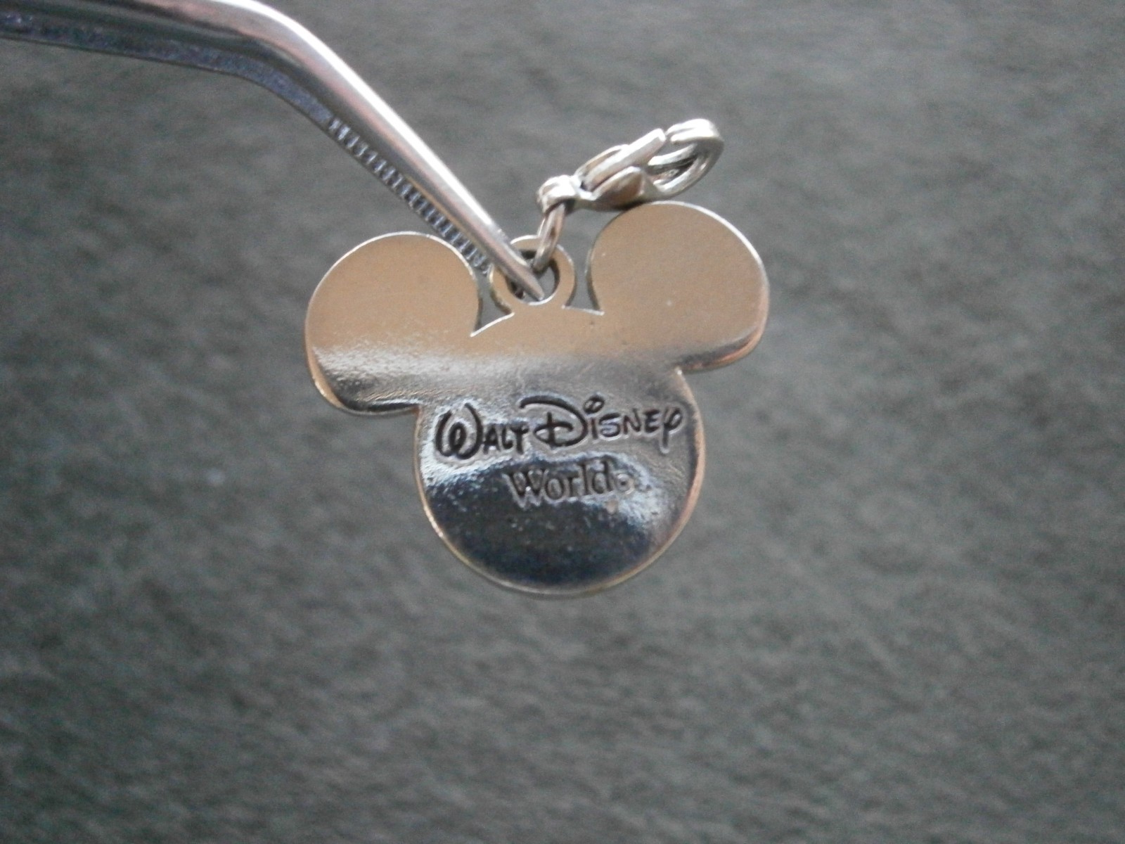 Mickey Mouse Ears May Birthstone Vintage Silvetone Bracelet Charm Pendant 3.5g