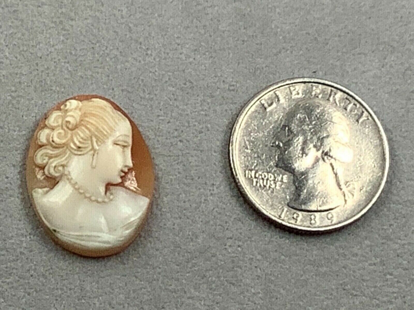 PROJECT PIECE Hand-Carved Right Facing Shell Cameo, No Bezel/Shell Only, 1” Tall