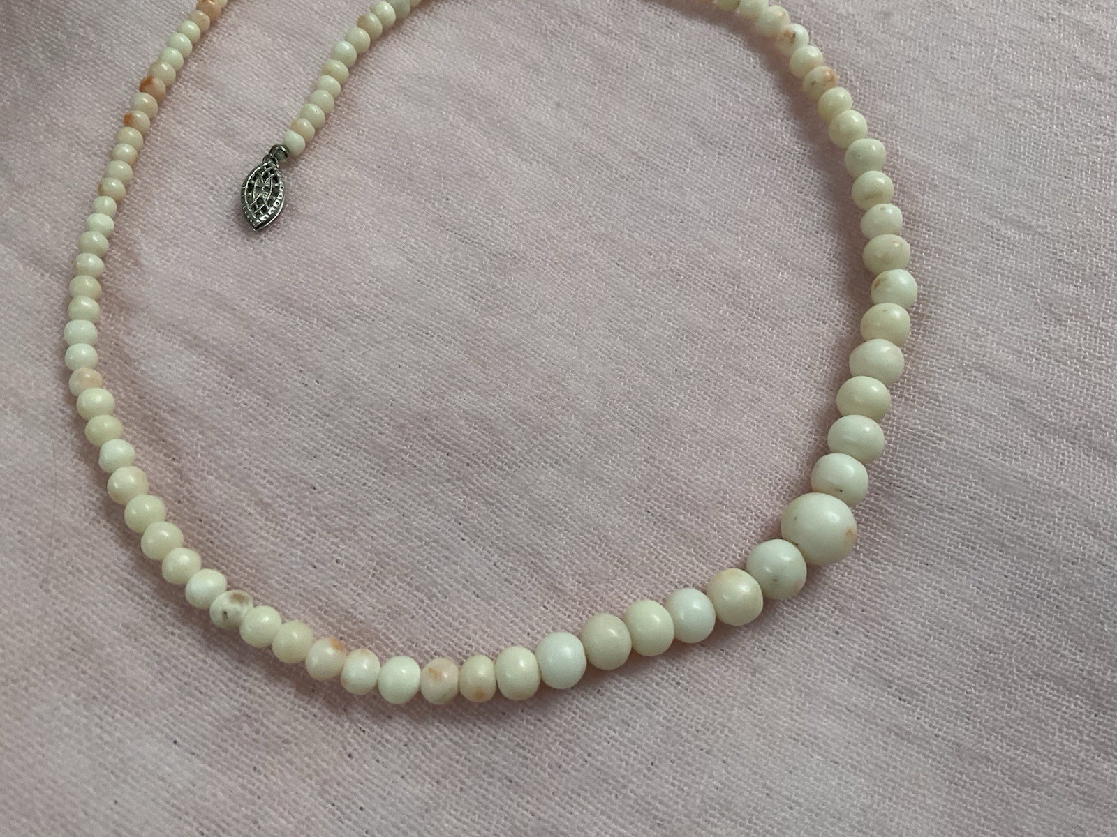 Antique Vintage Angel Skin Coral Necklace Graduated 16 Inches Genuine
