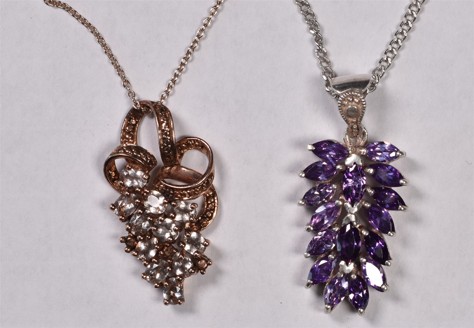 2 Sterling Grape Cluster Necklaces Pendants