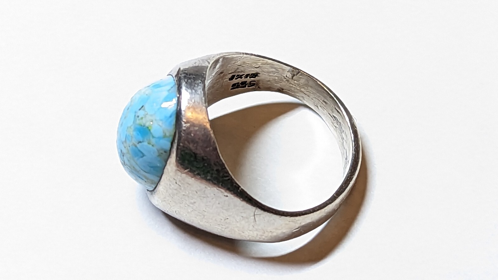 VINTAGE BLUE STONE STERLING SILVER RING SIZE 11 SIGNED RCD 925 MEX