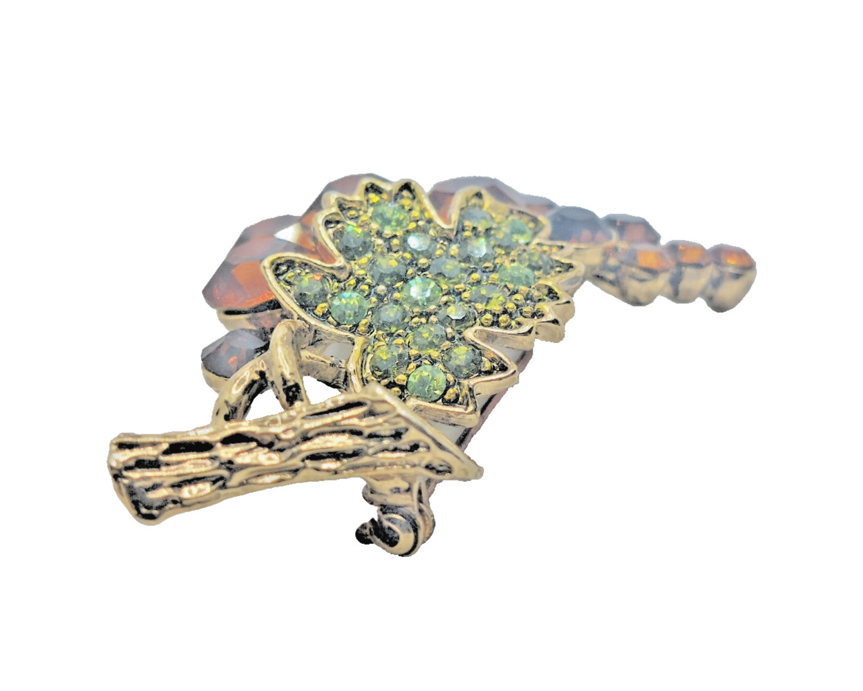 Vtg. Amber Rhinestone Grape Cluster Brooch Pin MCM Retro