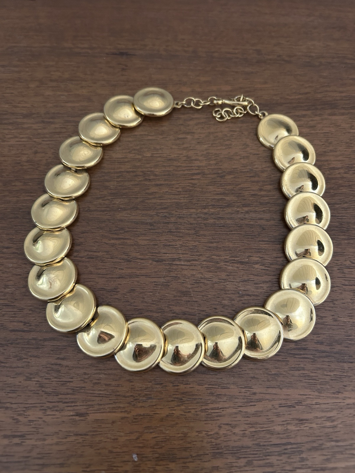 FABULOUS MONET GOLD-TONE FINISH MODERN CONVEX DISK COLLAR NECKLACE Egyptian