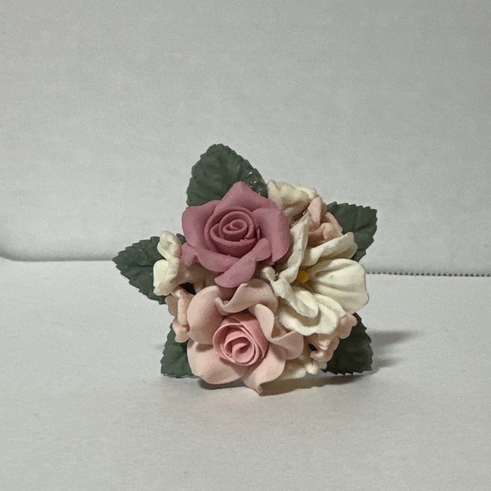 Floral Earrings and Brooch Pin Set Soft Colors of Purple, Pink, and Ivory Roses