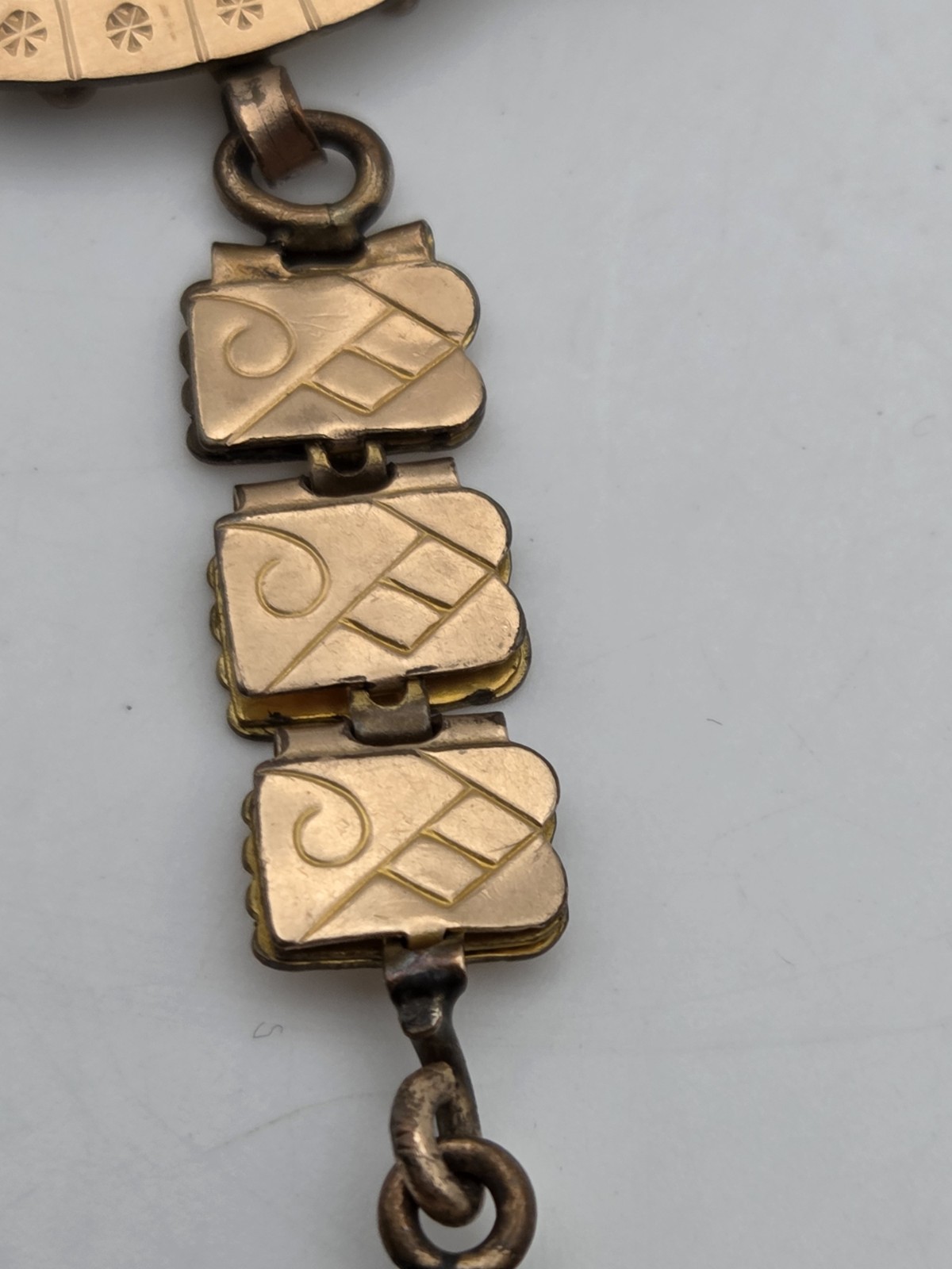 Antique Victorian Engraved Book/Mesh Chain with Engraved Locket Pendant