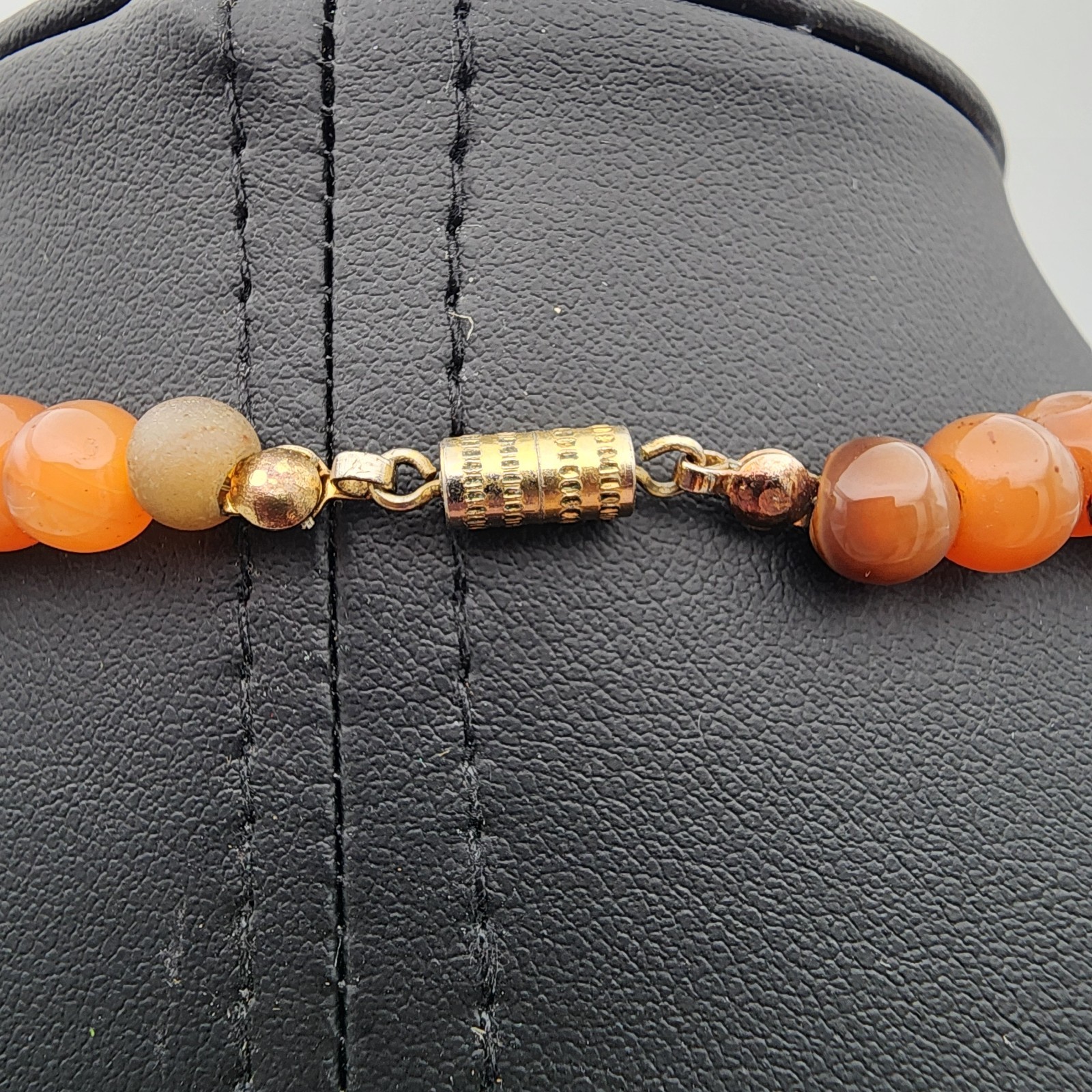 VTG Natural Stone Chunky Beaded Statement Necklace Women’s Earth Tones Boho GUC