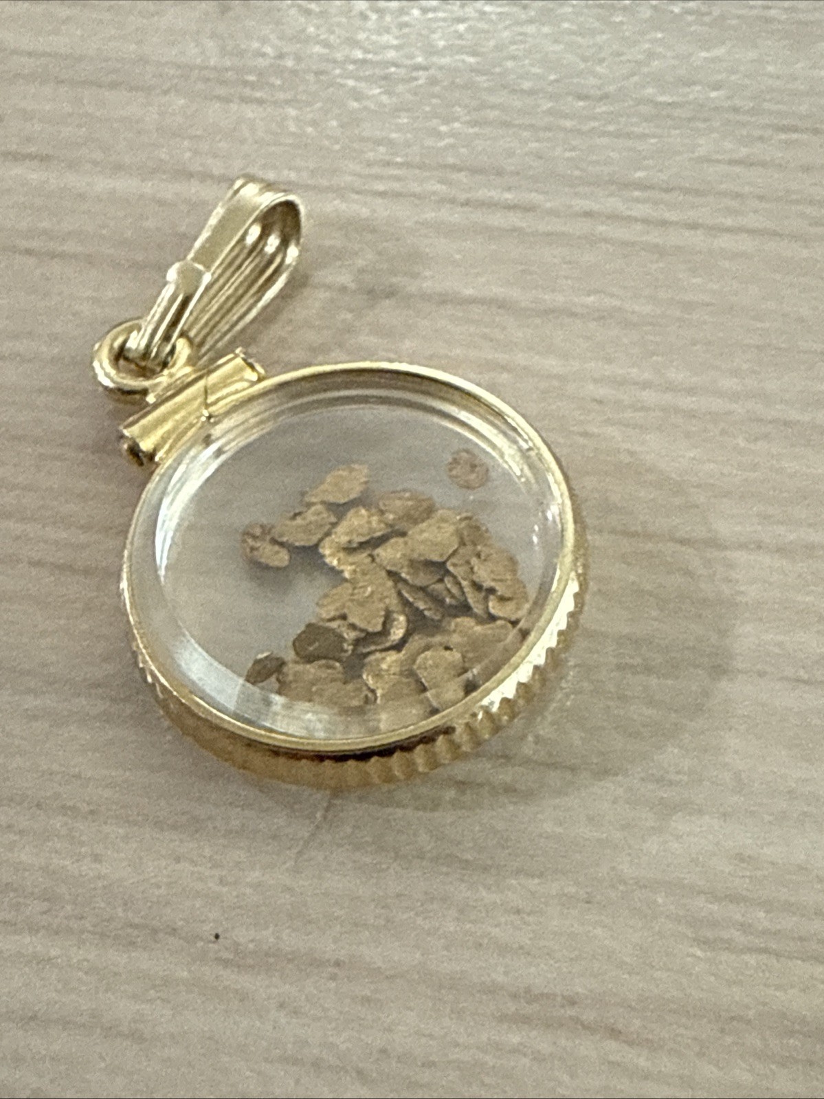 Vintage Gold Filled Frame Charm With Gold Flakes Pendant