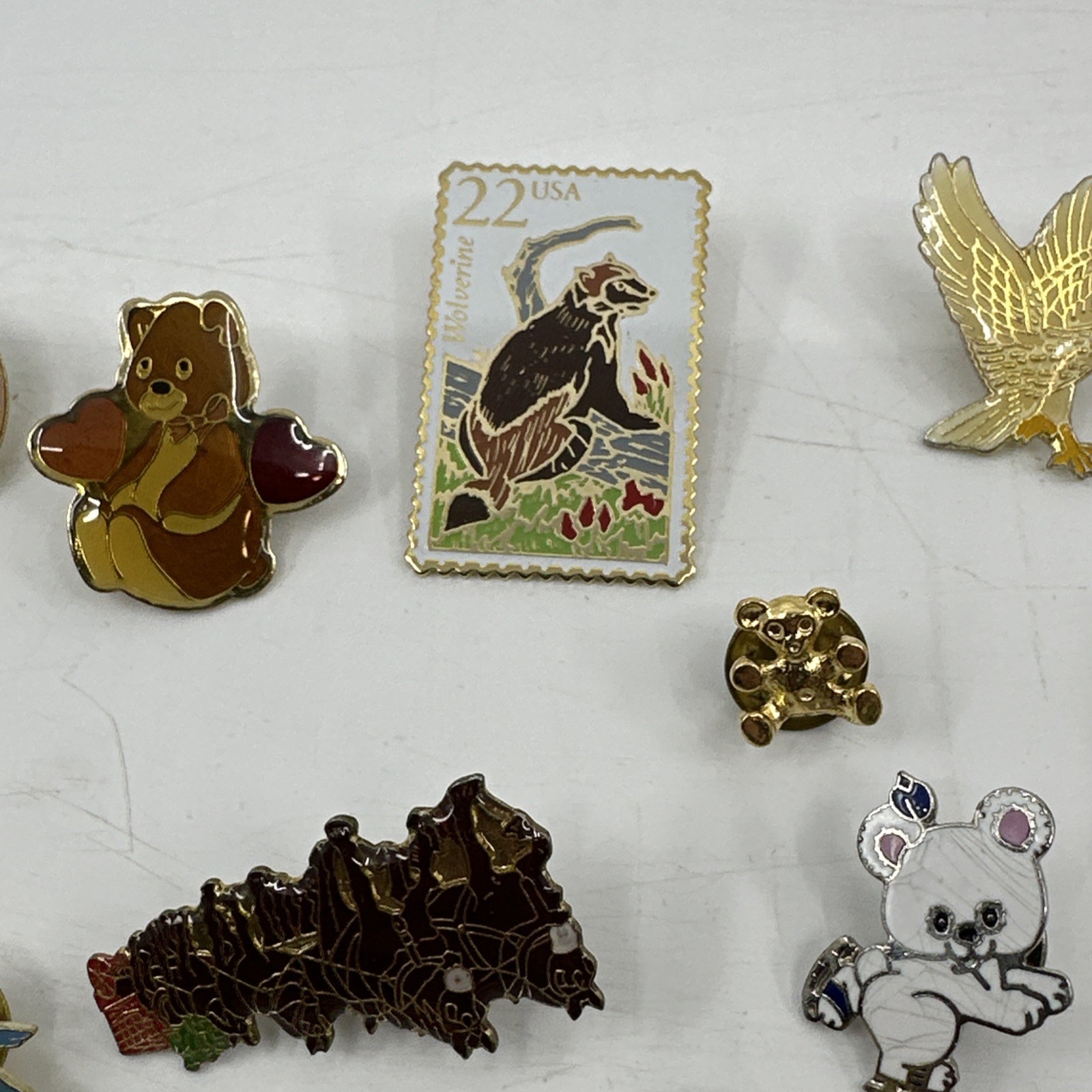 Vintage Animal Enamel Pin Lot Birds Panda Wildlife Cloisonne Gold (PIN-1)