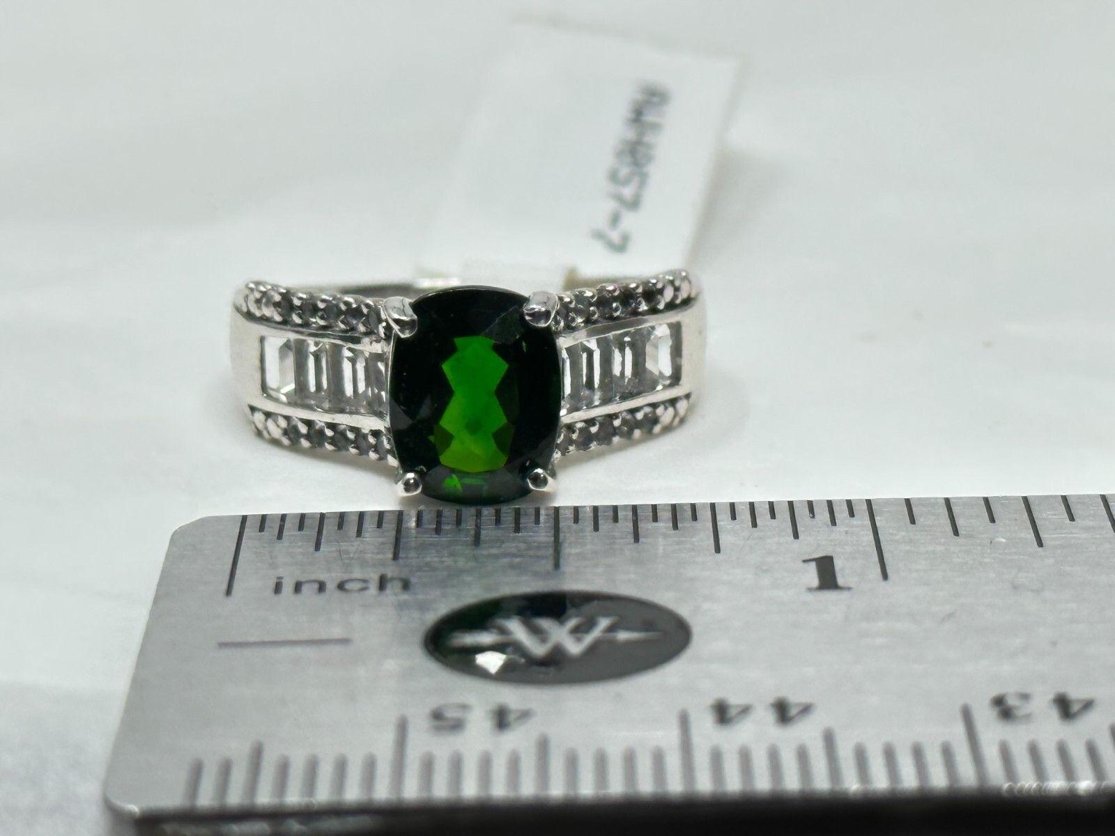 Kit Heath 925 Sterling Silver Signed KH Thailand Green CZ Oval Size 7 Ring