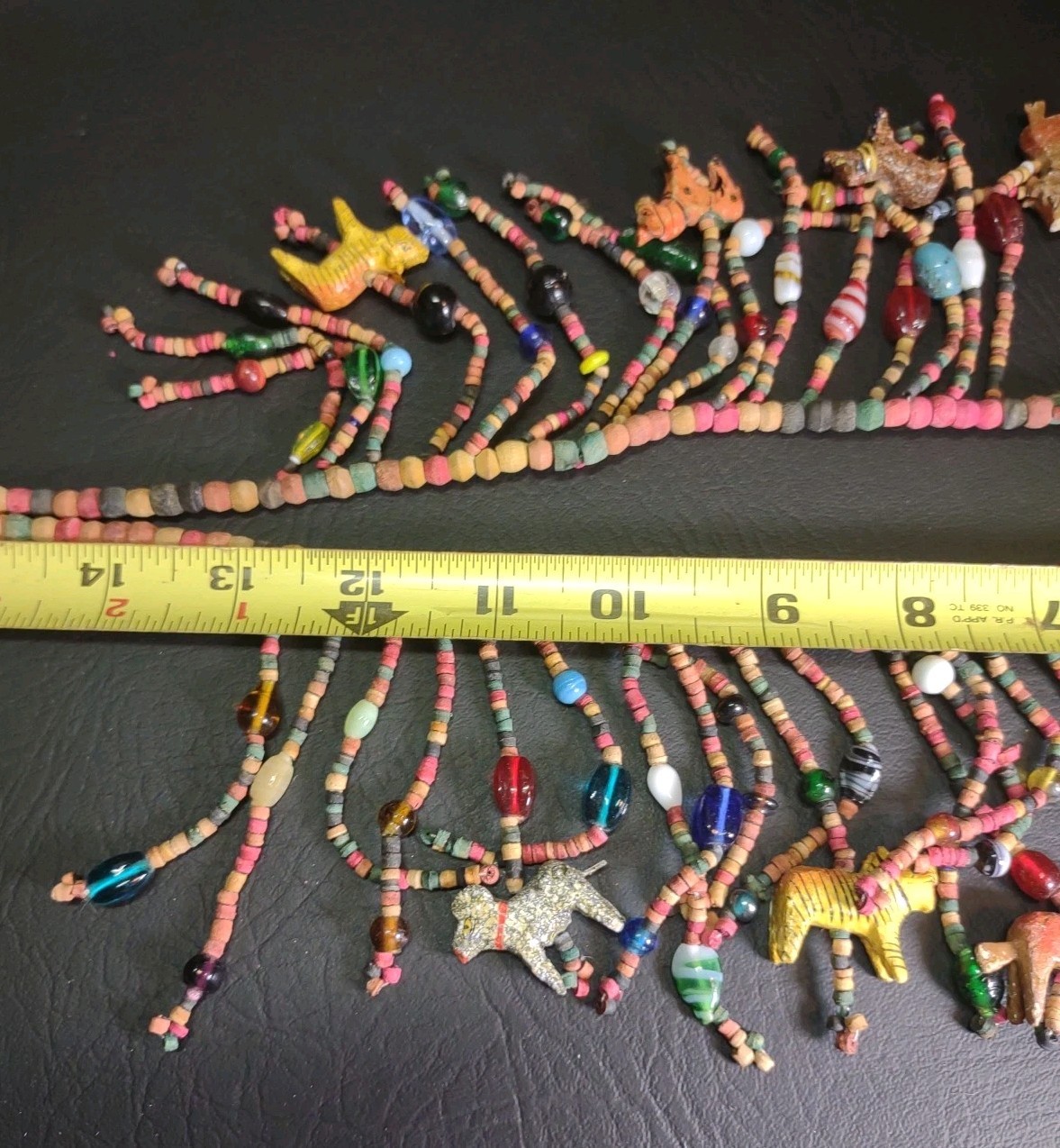 Vgt Africa Multi-Strand Drops Hand Carved Wood Animal Glass Beads Necklace Boho