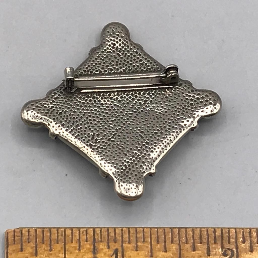 Metal & Agate Brooch Mid Century Design Fashion Jewelry