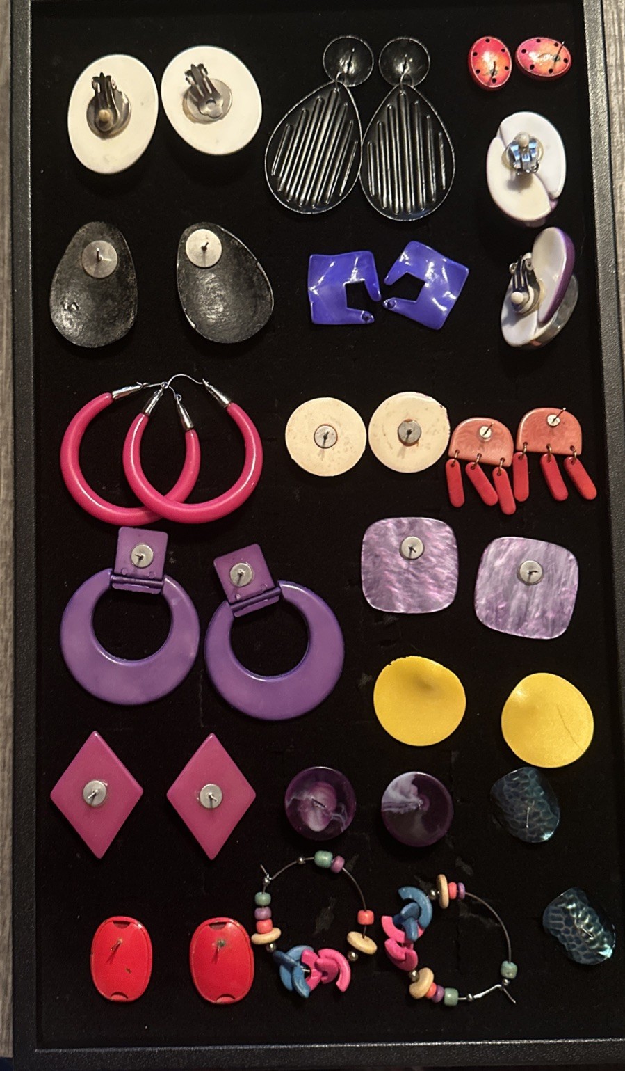 Vintage Costume Jewelry Lot Chunky Bold 80s Earrings Colorful Pop Retro Bold 1