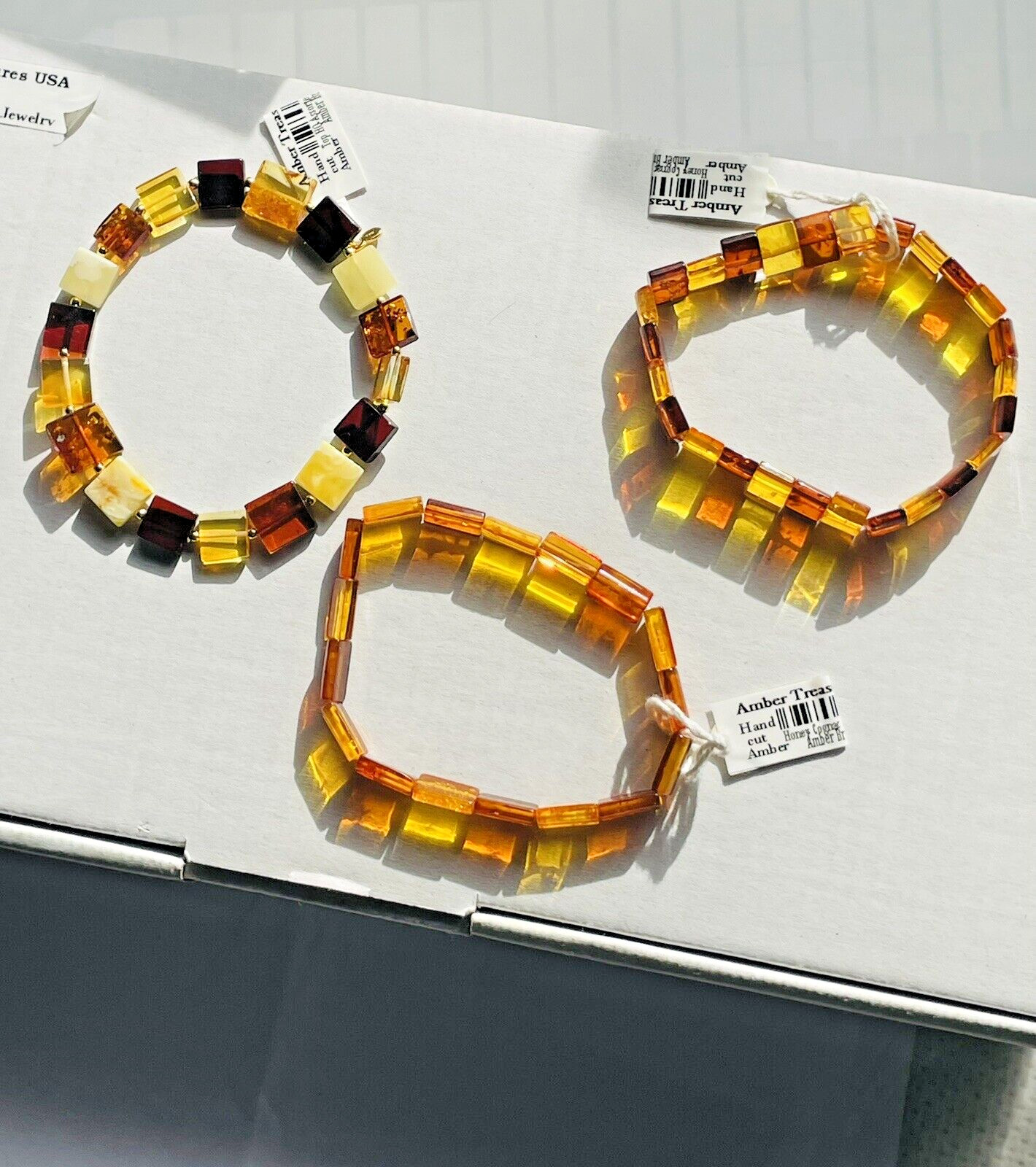 Genuine Baltic Amber Bracelet Vintage Butterscotch Egg Yolk Honey Cognac Polish