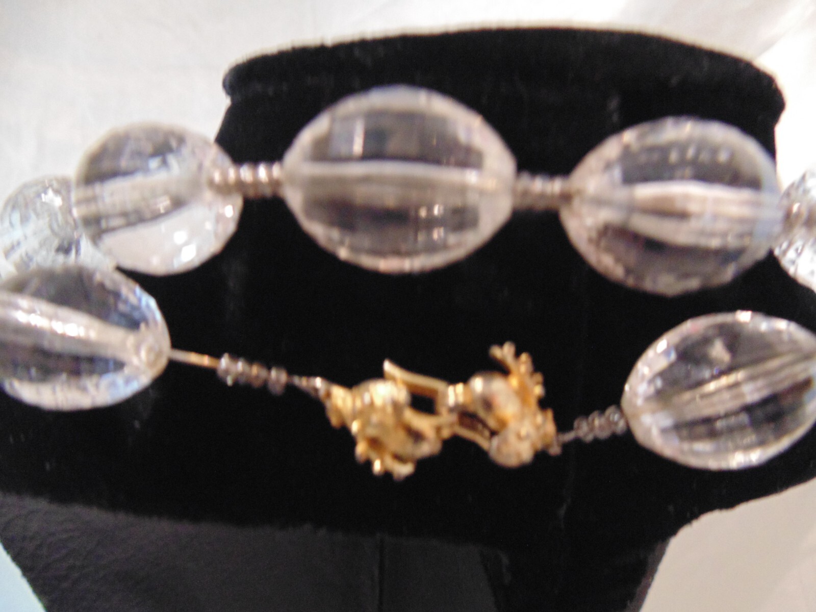 Vtg Lucite Crystal Acrylic Pools of Light Beads Necklace Unique Long Spiral Wrap