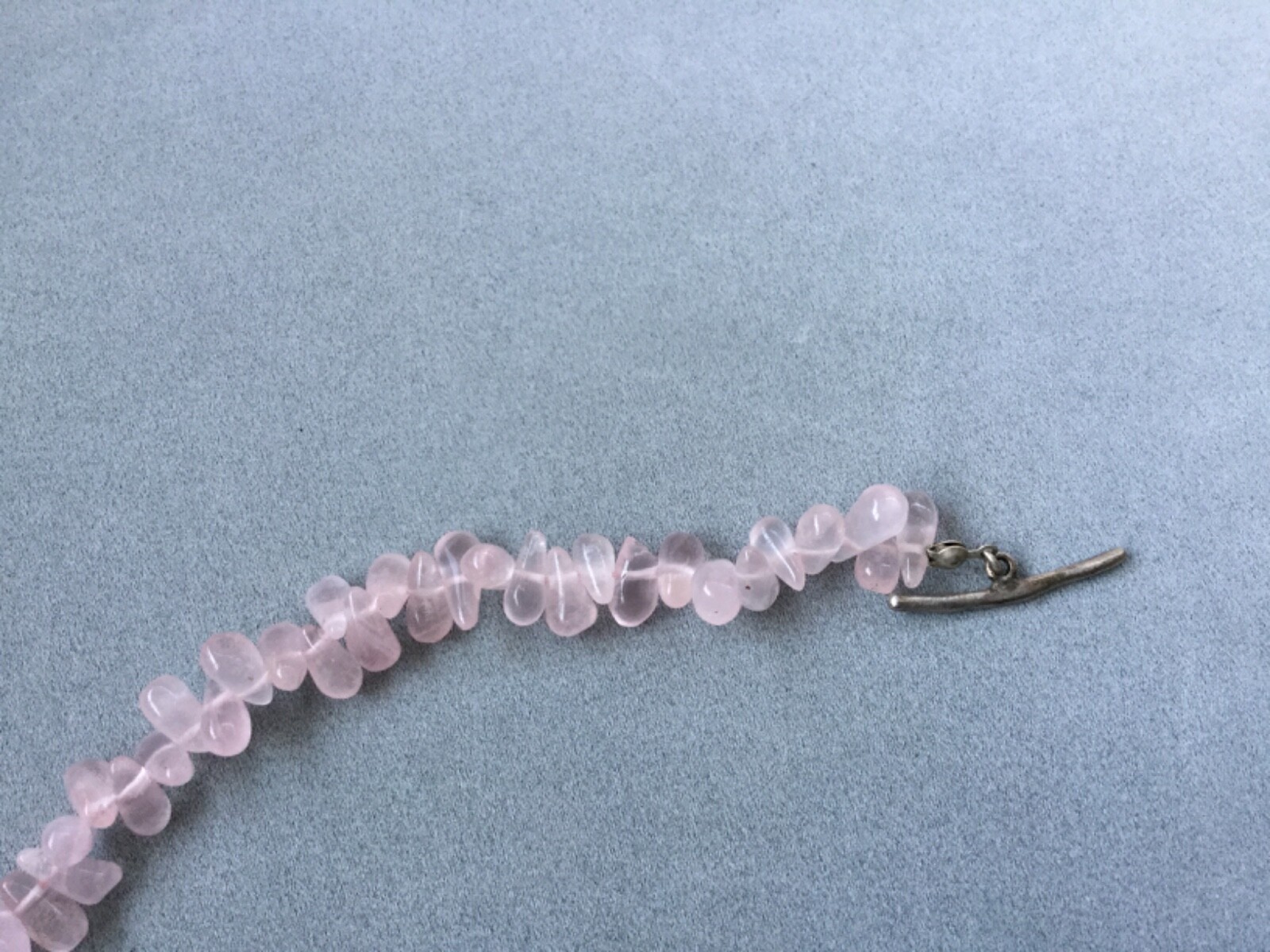 15″ Rose quartz/freshwater pearl sterling silver gemstone necklace, stunning!