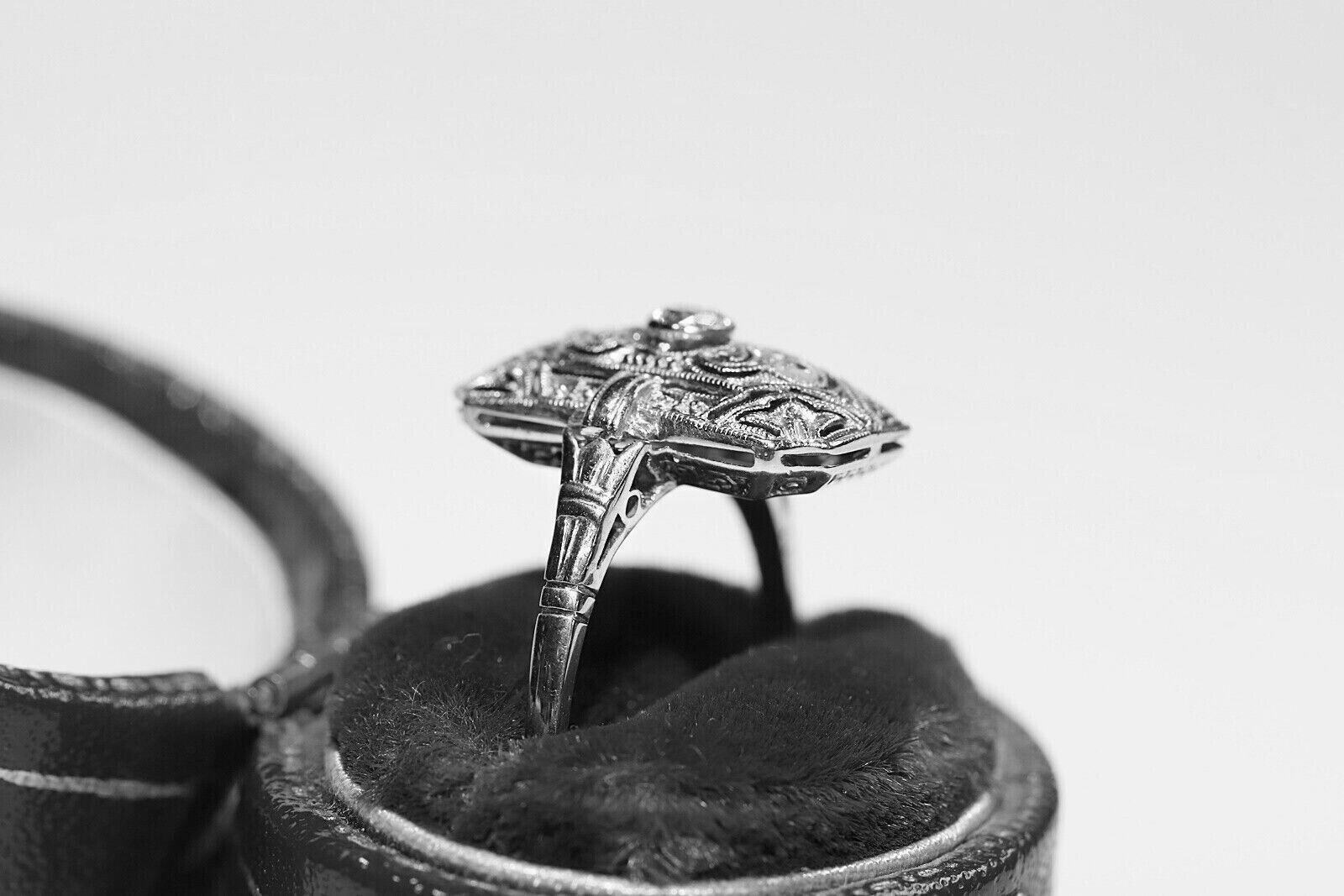 1 CTW White Round Cut Simulated Diamond Wedding Art Deco Antique 925 Silver Ring
