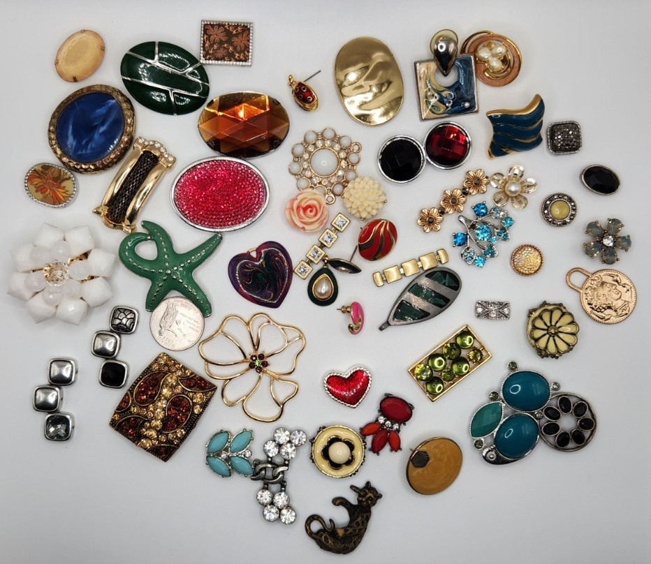 Craft Jewelry Pieces Junk Drawer Lot 50 Different Pieces
