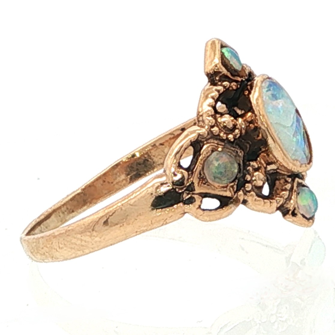 Petite & Very Old Opal Ring in 14K Gold, Size 5 & Just 1.6 Grams