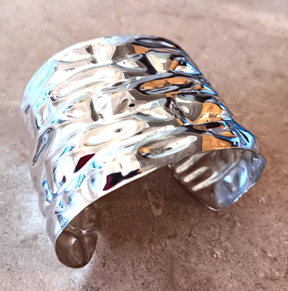 NOS Unsold STERLING SILVER Plated CUFF BRACELET Modernist 1980’s TAXCO MEX