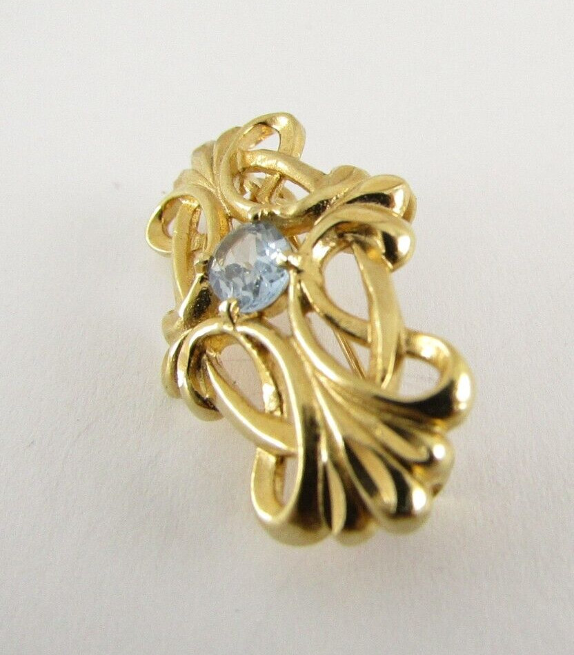 Blue Stone Leaves Art Nouveau Brooch Sterling Silver VTG Estate 1930’s-1950’s