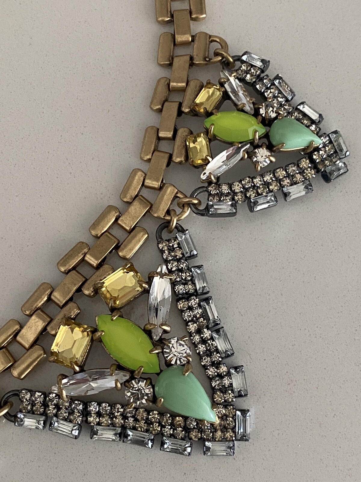 VTG Stella & Dot Choker Statement Piece Rhinestone Necklace adjustable green