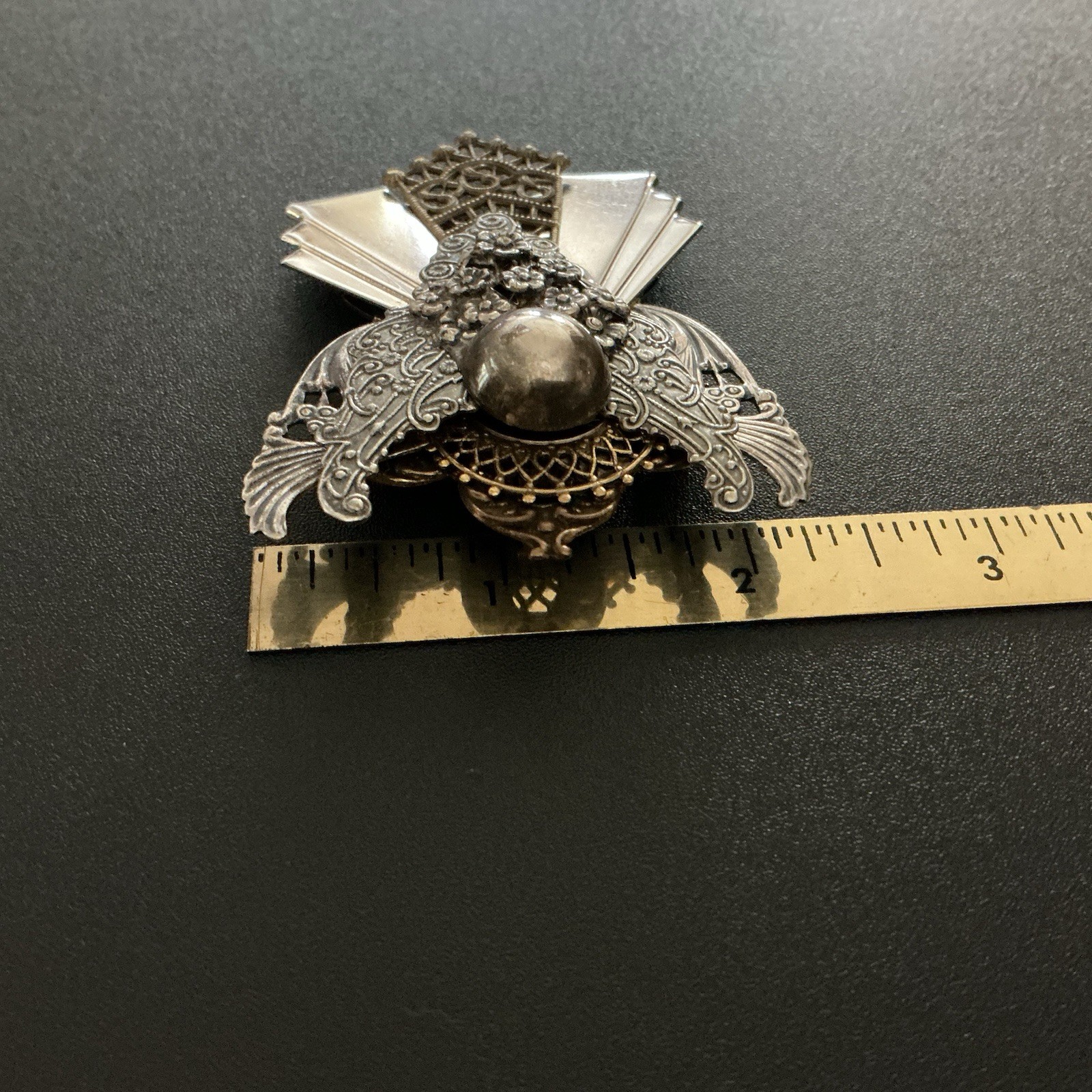 Vtg Brooch SilverT Angel 3” L 2-1/4” W Signed By Artist 1997 Memorial Ethereal