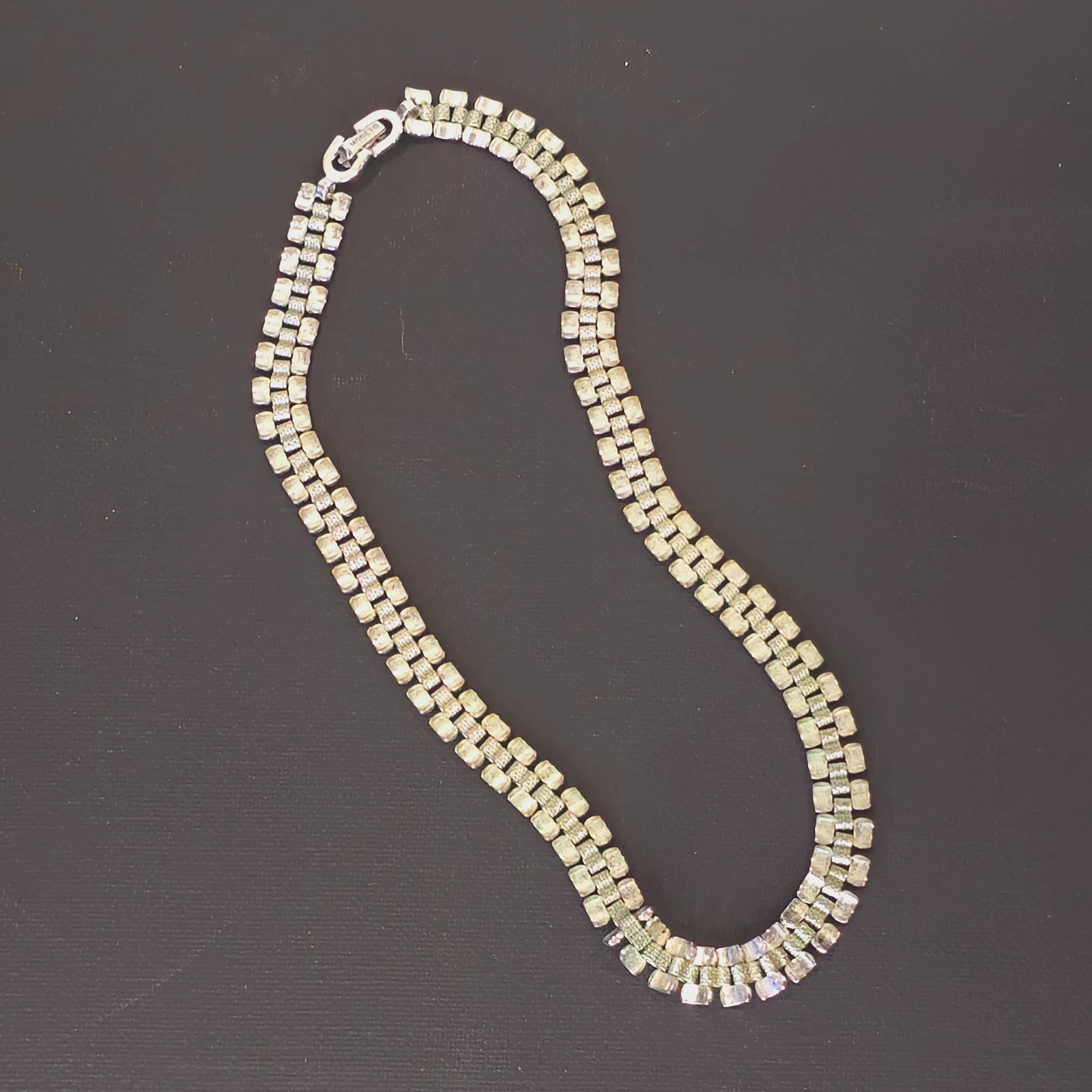 Monet Silver‑Tone Double Link Chain Necklace N Classic Polished Finish, Vintage