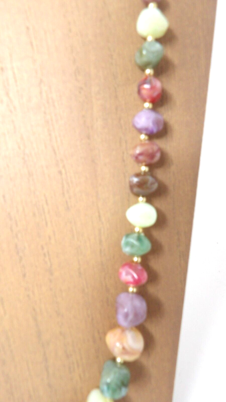 Multicolor Faux Stone 15 Inch Necklace Beaded Vintage Natural Stone Shapes