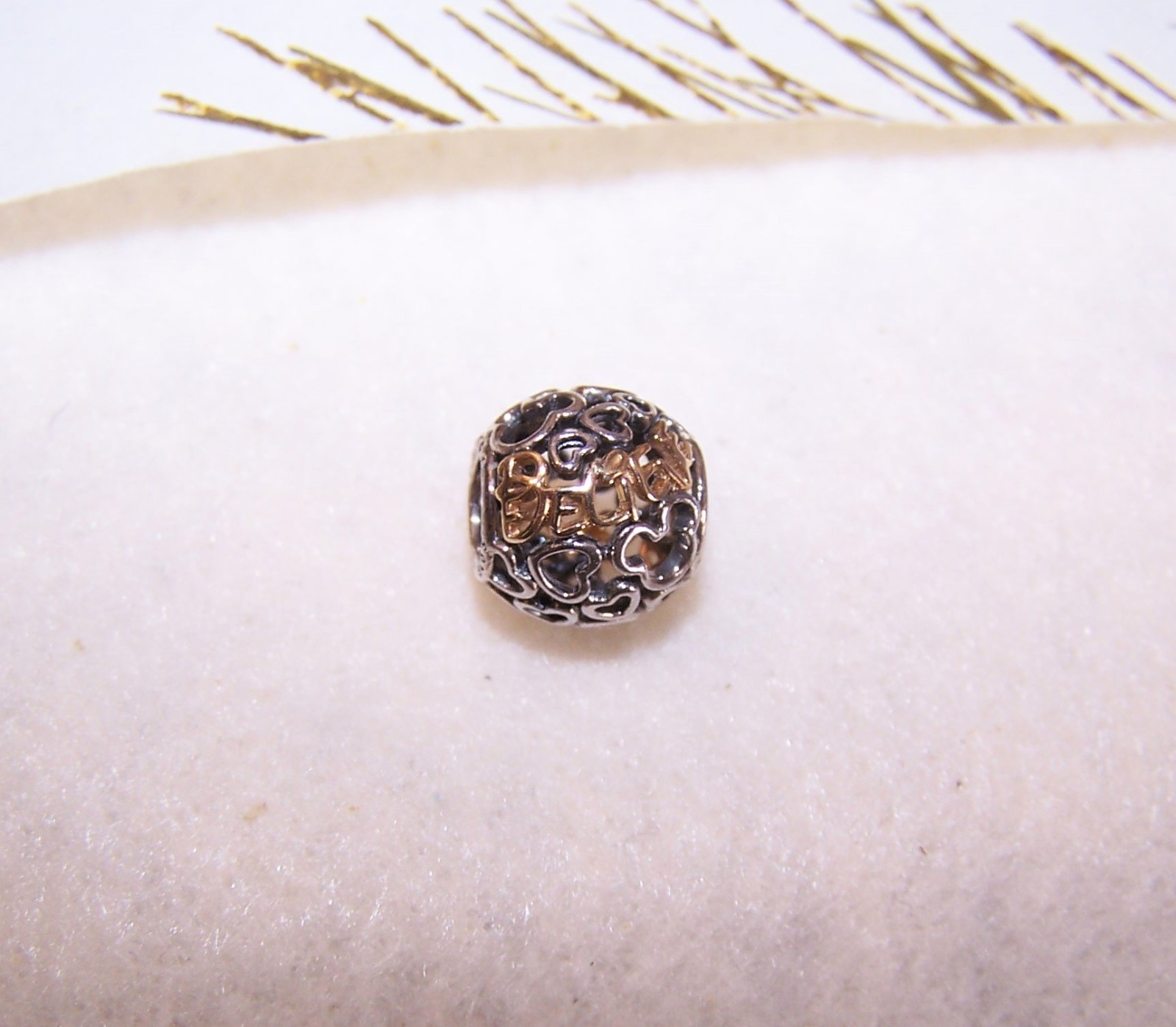 PANDORA Sterling Silver Yellow Gold Disney Believe Bead Charm #791436