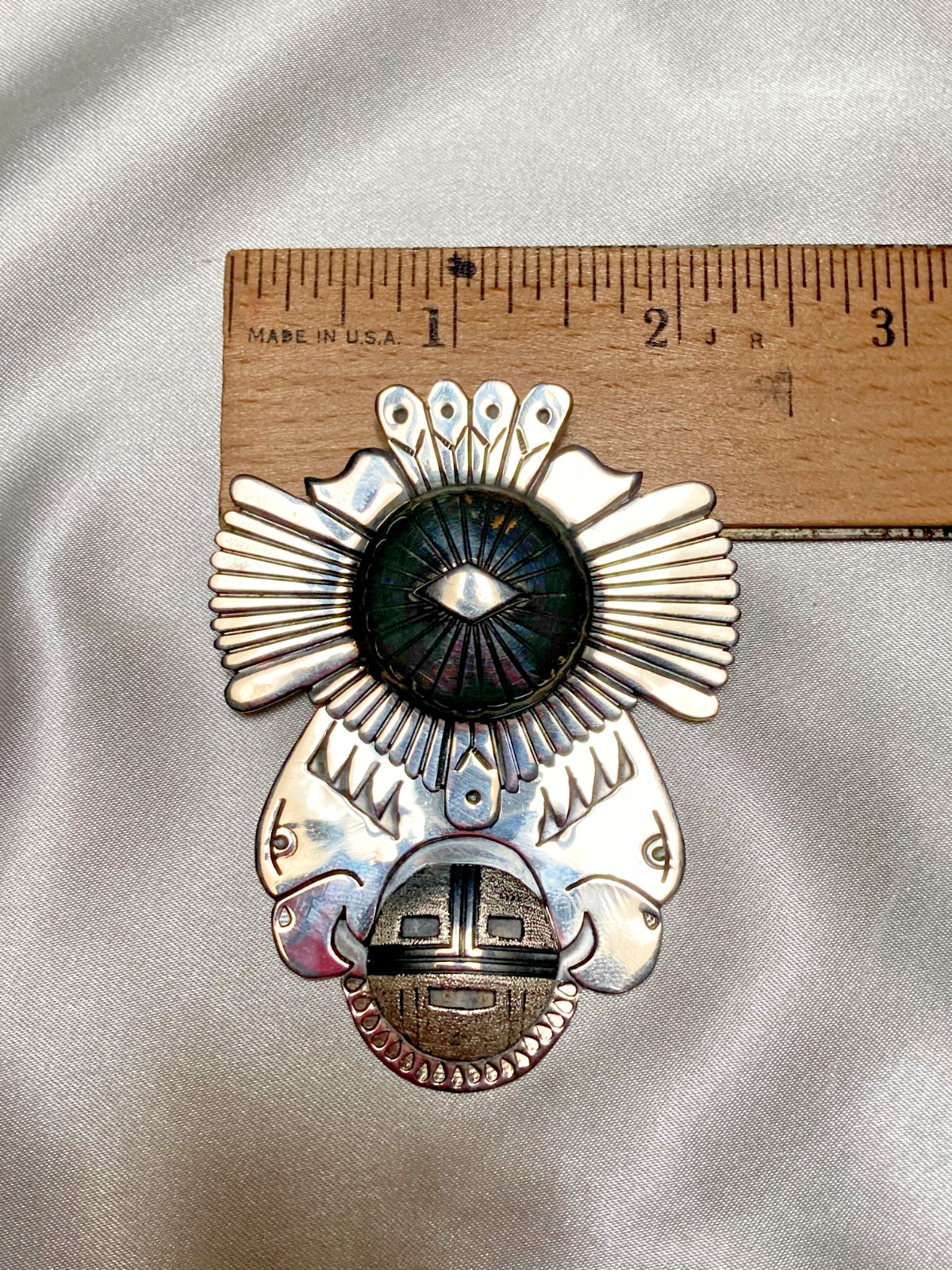 Extremely Rare Eagles Sunface Silver Pendant Renowned Navajo Artist Eddy Chaco