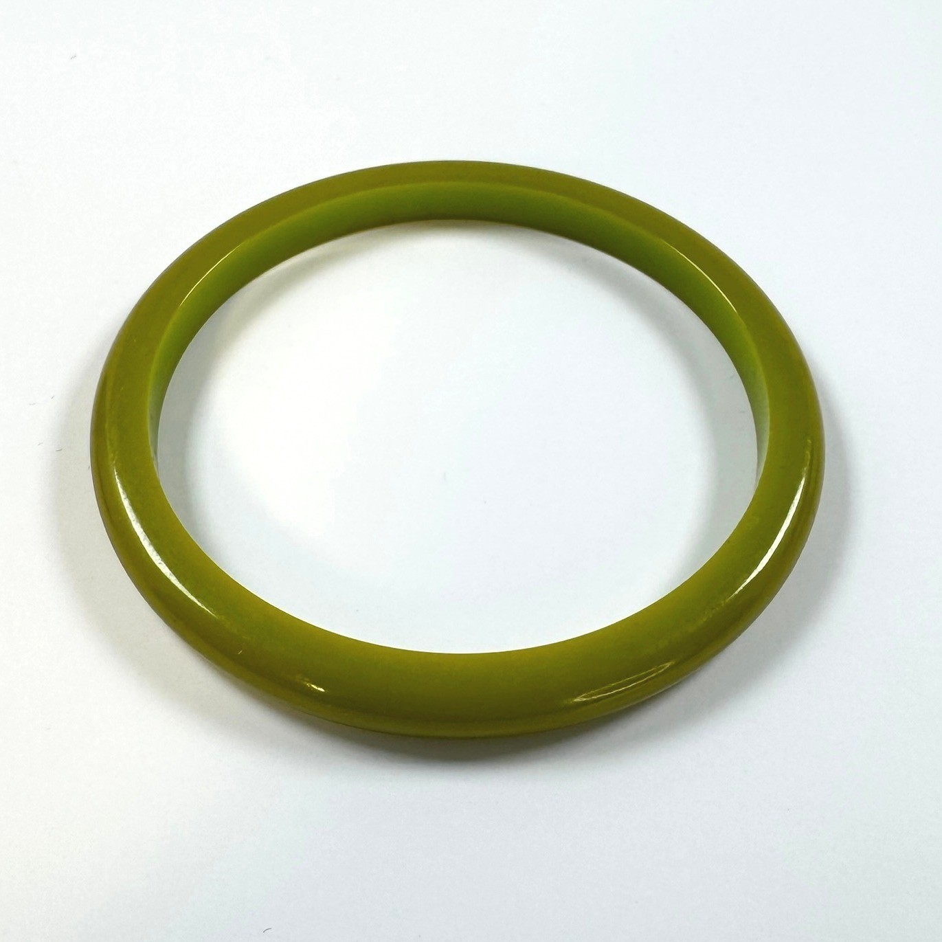 Vintage Lime Green Bakelite Bangle Bracelet Domed Vivid Opaque Spacer 40s Tested