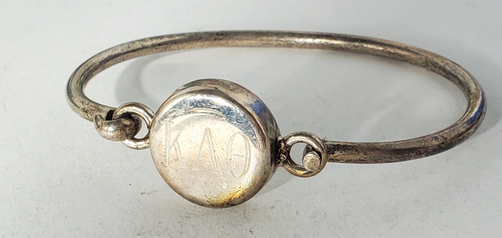 Vintage Sterling Silver Top Hook Sorority Bangle Bracelet Kappa Alpha Theta Lot