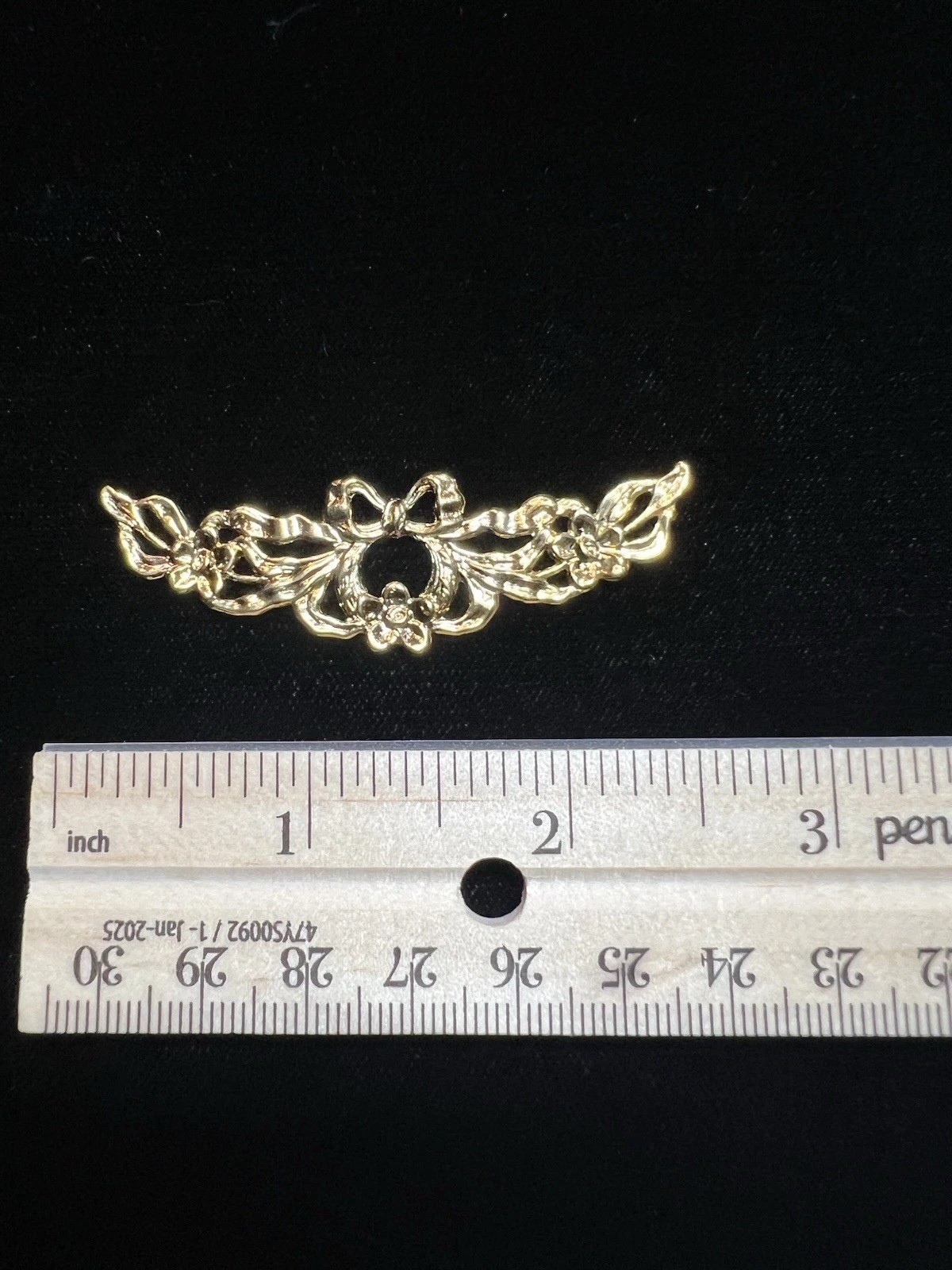 Large Vintage Gold Plated Brass Stamping Bows/Floral Sconce for Jewelry/Crafting