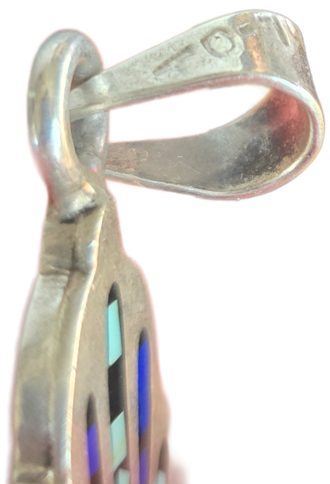 Large Sterling Silver Enamel Virgin Mary Pendant Blue Turquoise Religious Medal