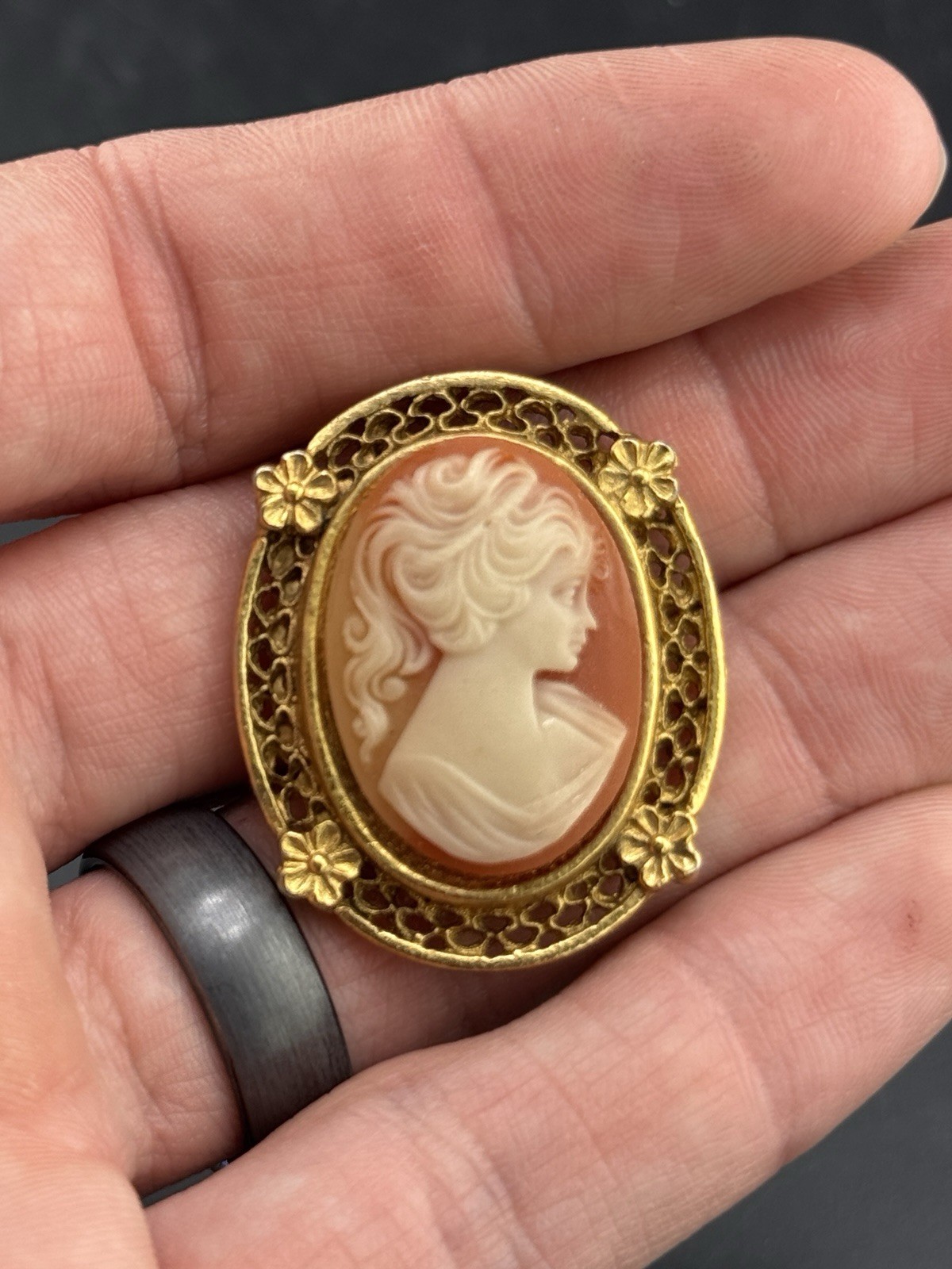 Cameo Brooch & Set Of Screw Back Earrings See Photos Different Cameo Girls