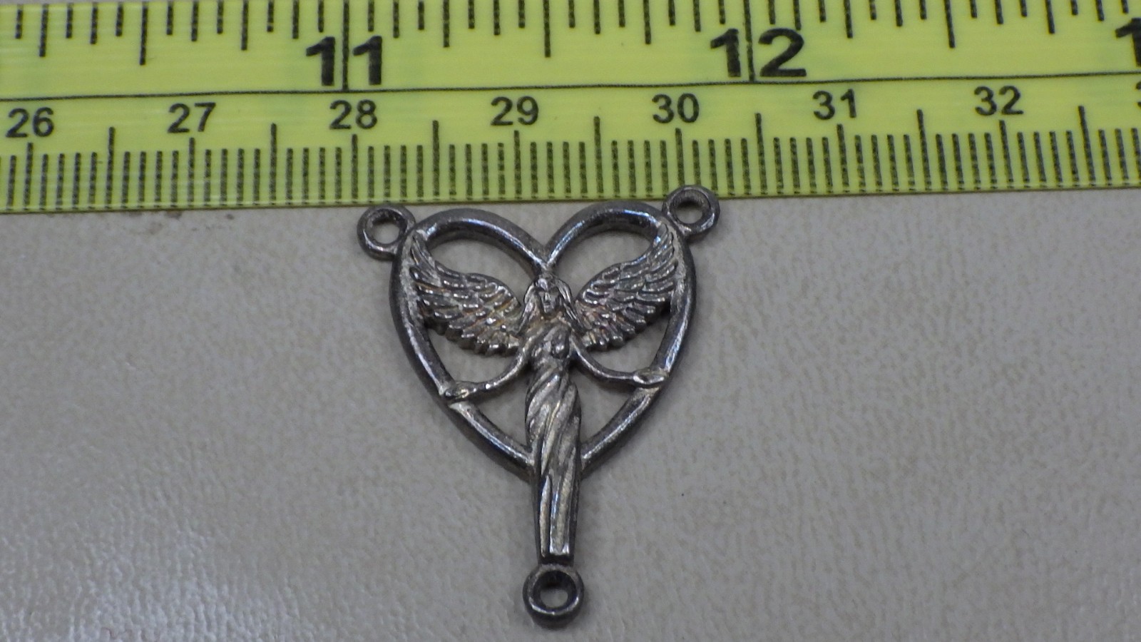Vintage Sterling Silver .925 Sautoir Y Drop Rosary Necklace Bail Angel