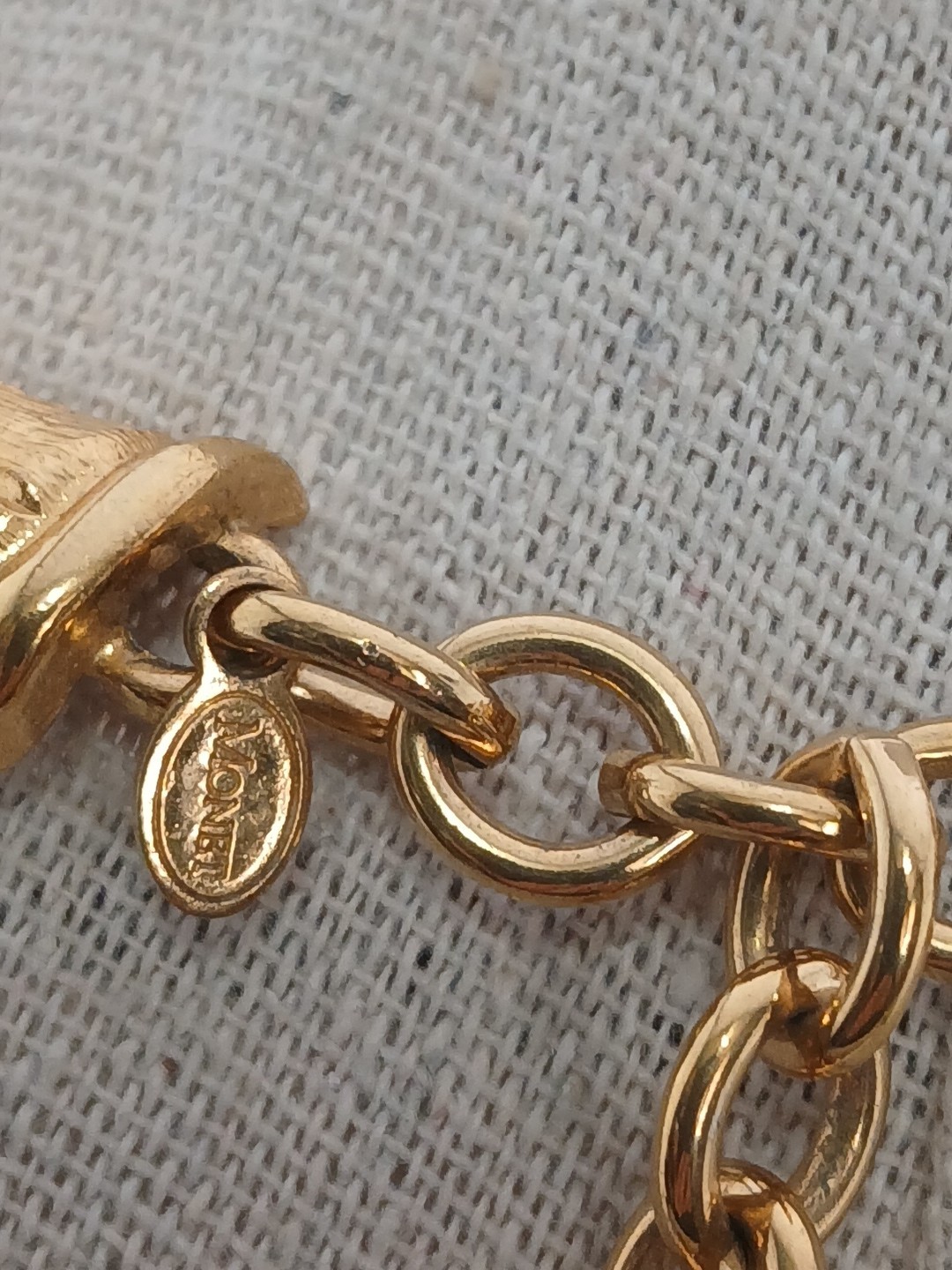 MONET 1980s Gold Plated Bamboo Chain Link Chocker Necklace