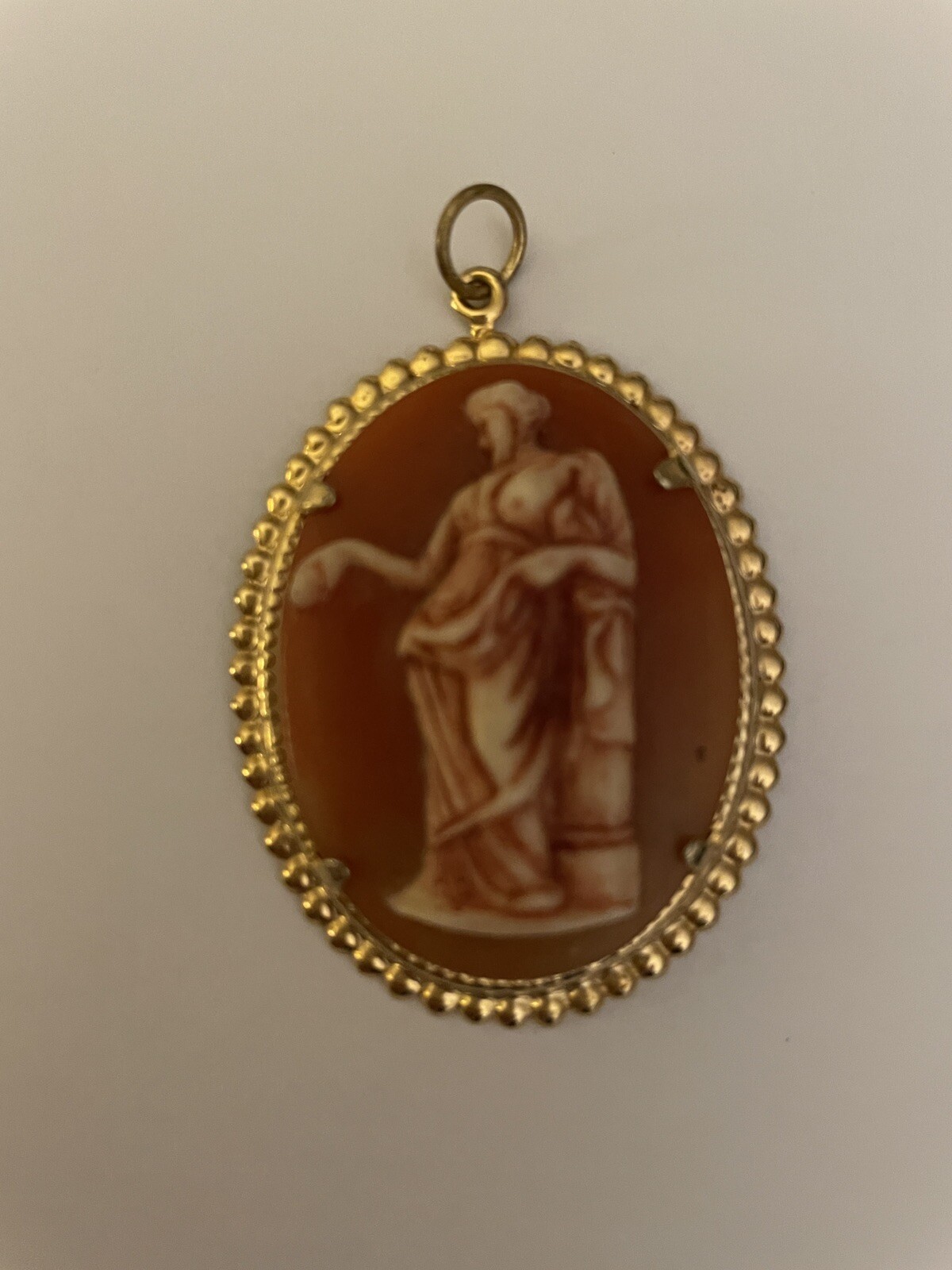 Pink And White Cameo Portrait Roman Greek Woman Standing Cameo Pendant
