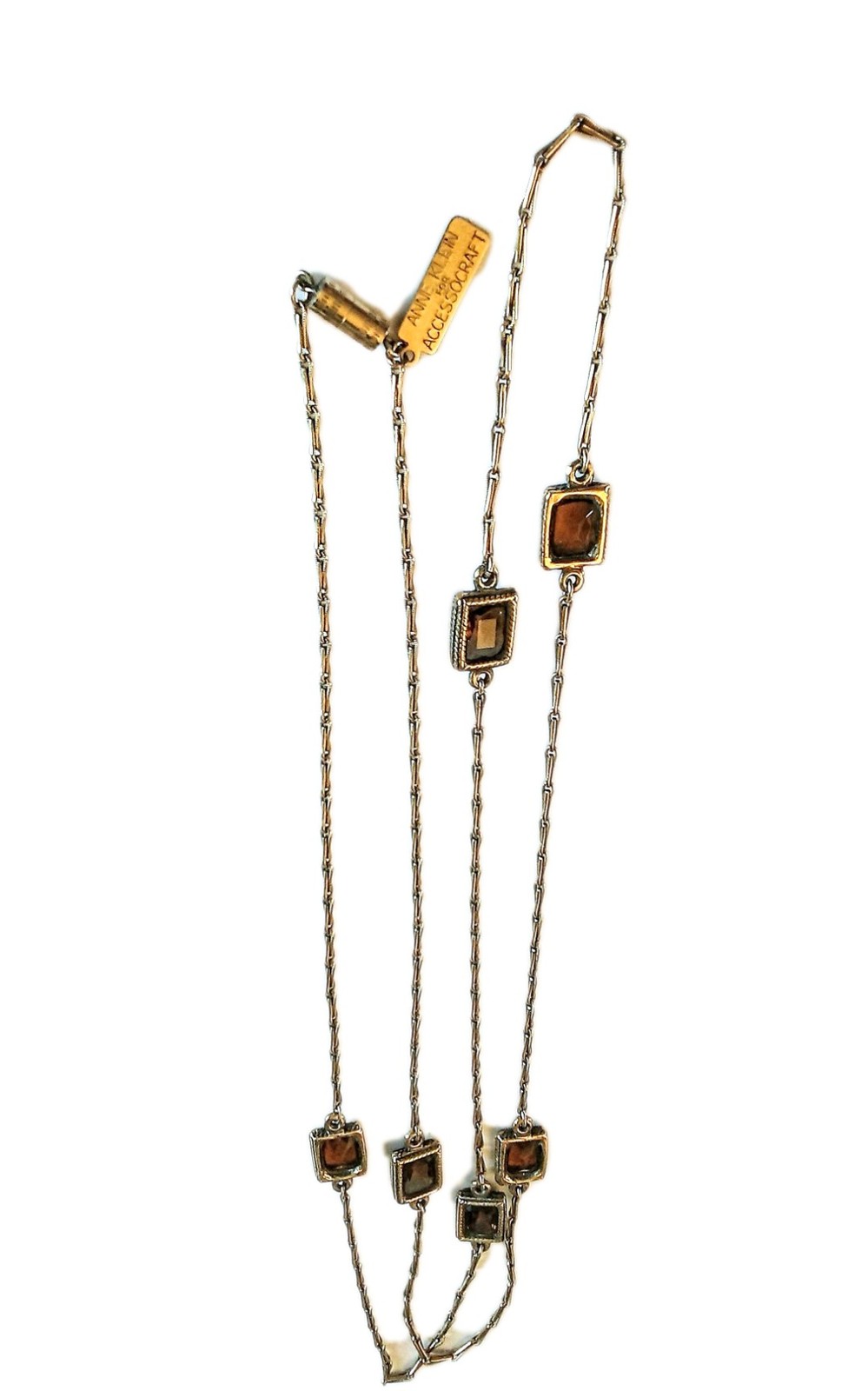 Anne Klein For Accessorcraft Gold Tone With Amber Links Necklace Vintage