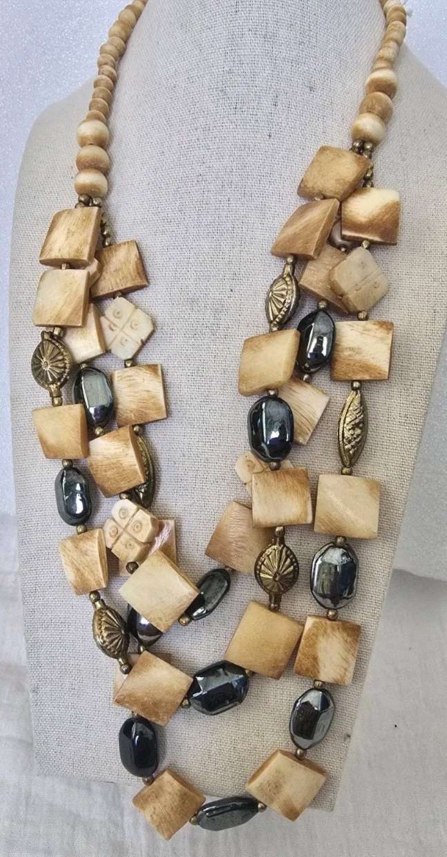 Vintage Bohemian Style Statement Multi Strand Necklace 26 Inch