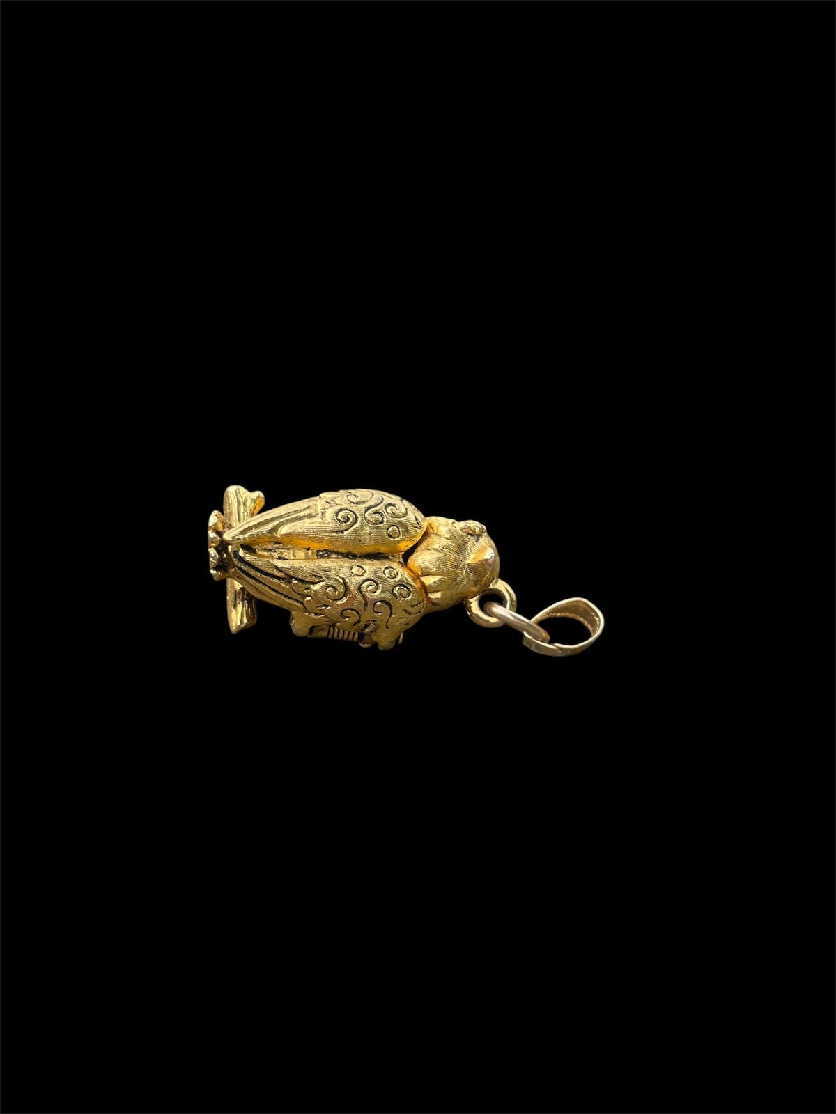 Max Faxtor Owl Perfume Pendant Gold Tone Green Eyes. No Chain